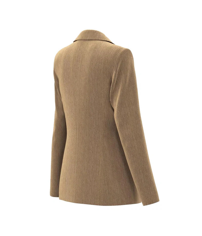 BLAZER MONOPETTO IN CINIGLIA STRETCH CON PINCE DONNA BEIGE