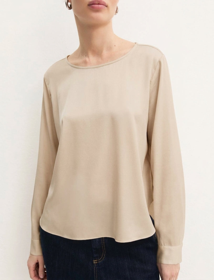 Blusa in raso stretch - BEIGE