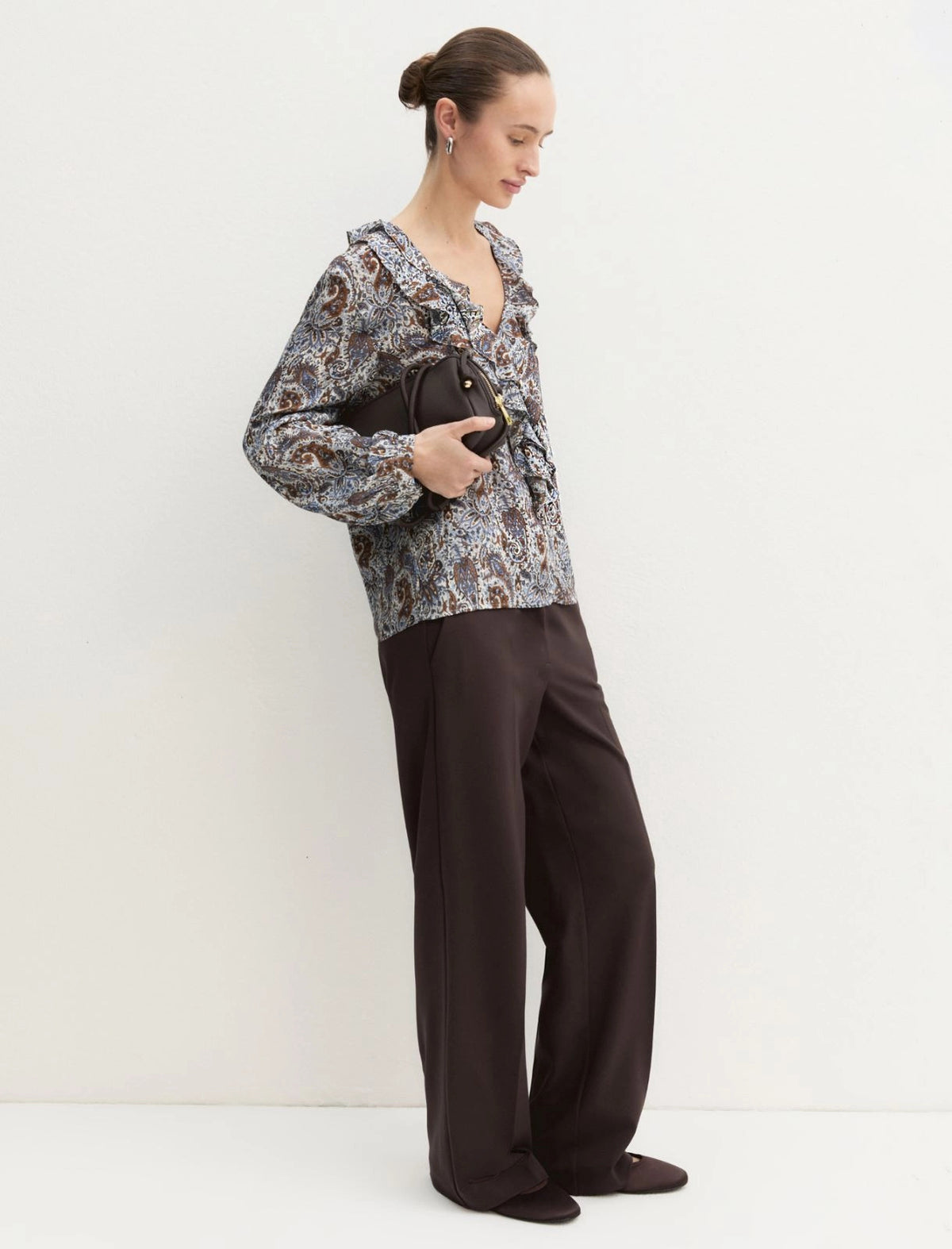 Blusa con volant - BIANCO LANA