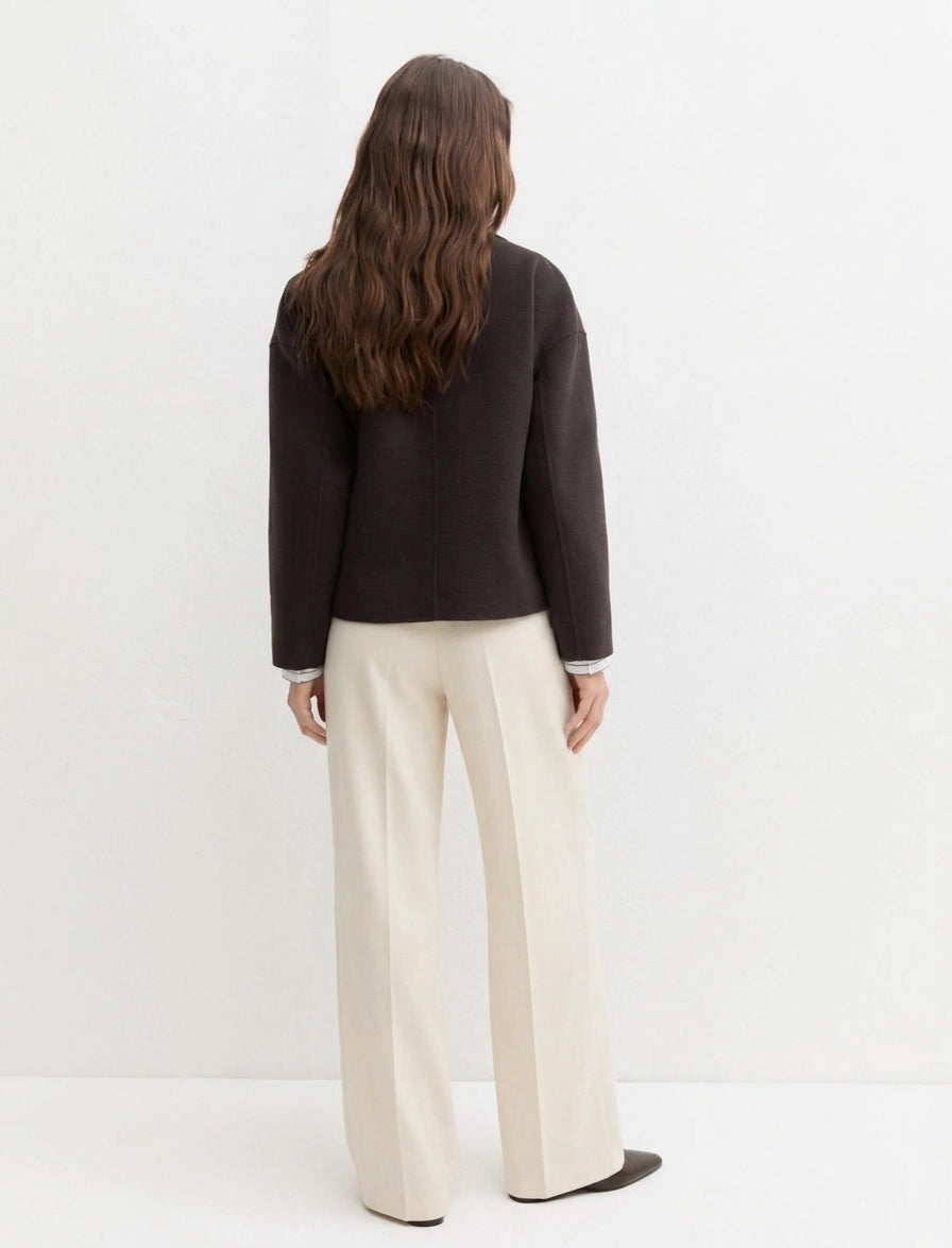 Pantalone dritto stretch - PANNA