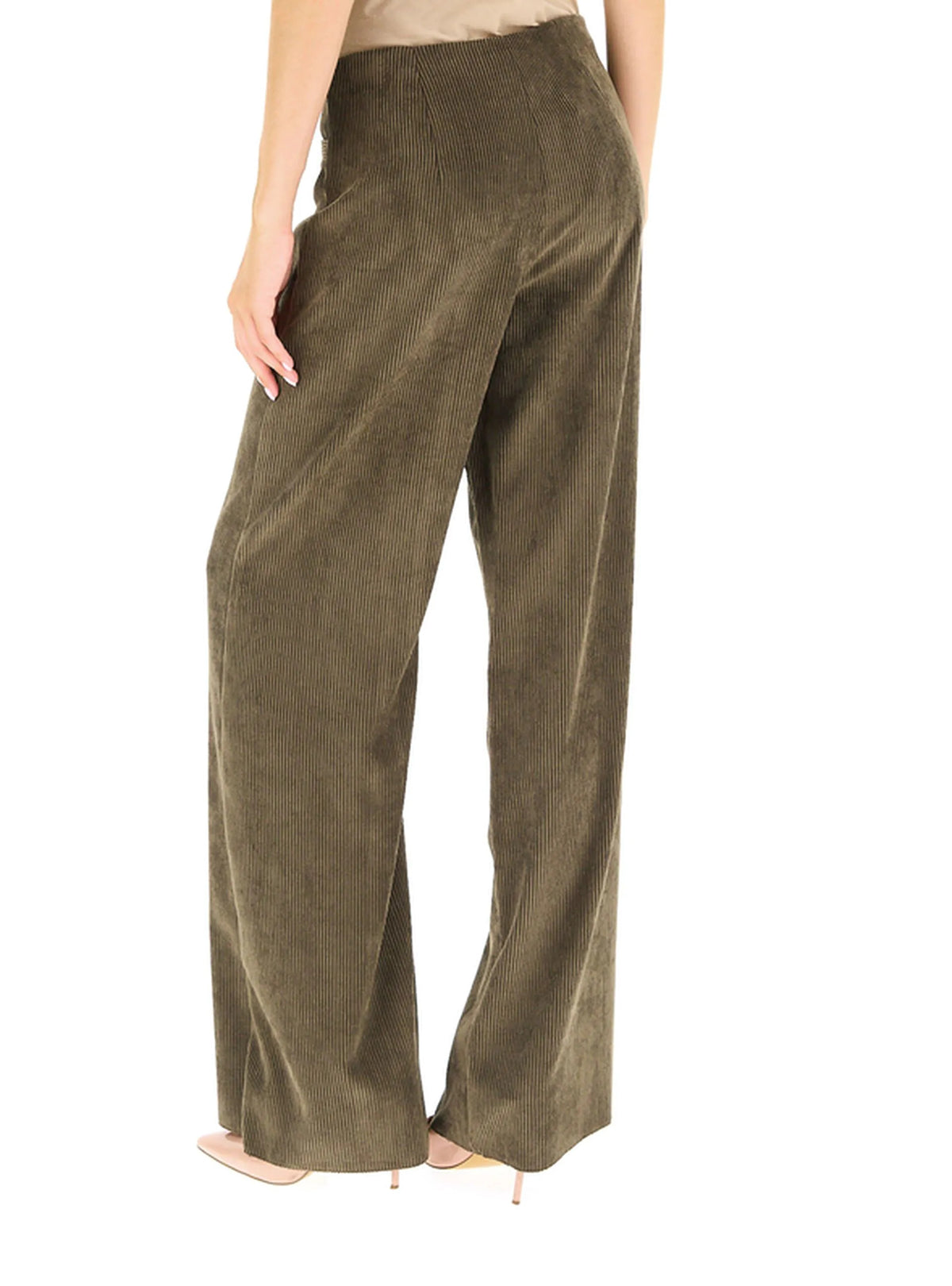 Pantalone in velluto a coste stretch - VERDE OLIVA