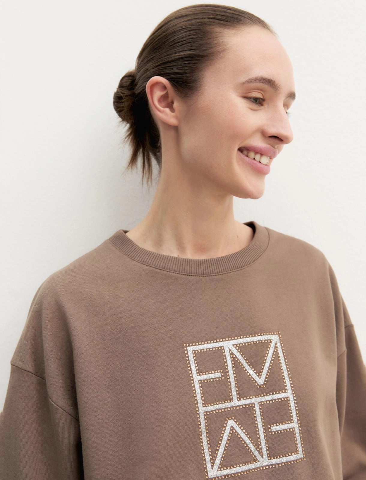 Felpa con logo con glitter - TORTORA