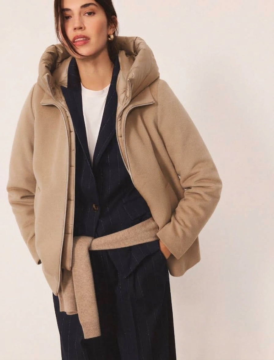 Capospalla in panno soft imbottito - Beige