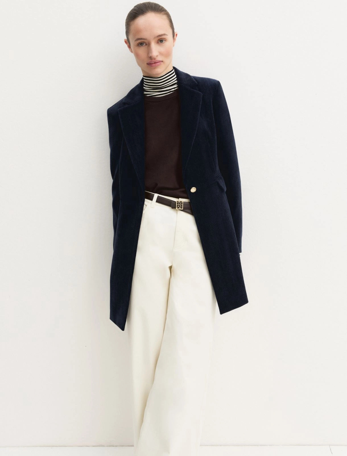 Cappotto in ciniglia stretch - NAVY