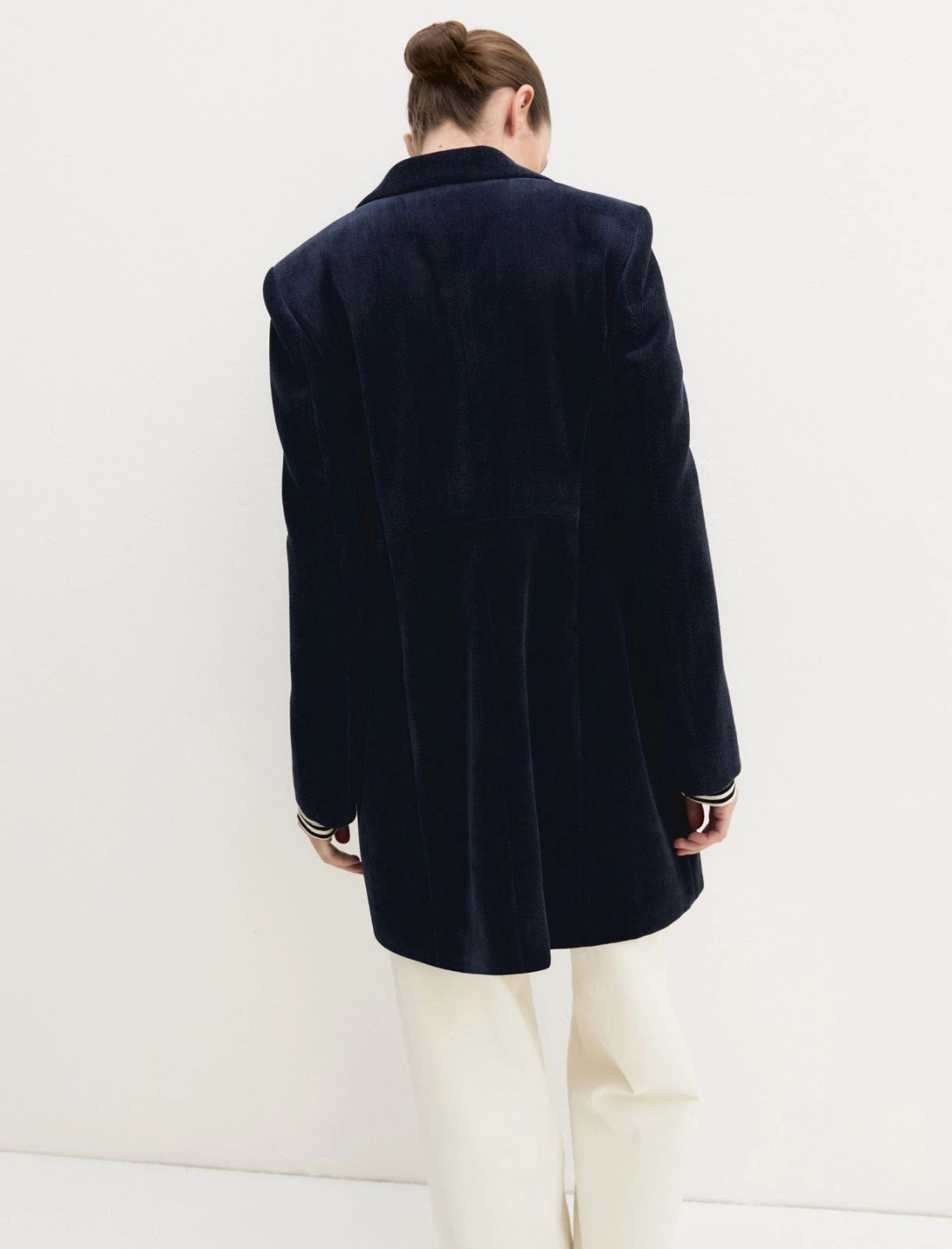 Cappotto in ciniglia stretch - NAVY