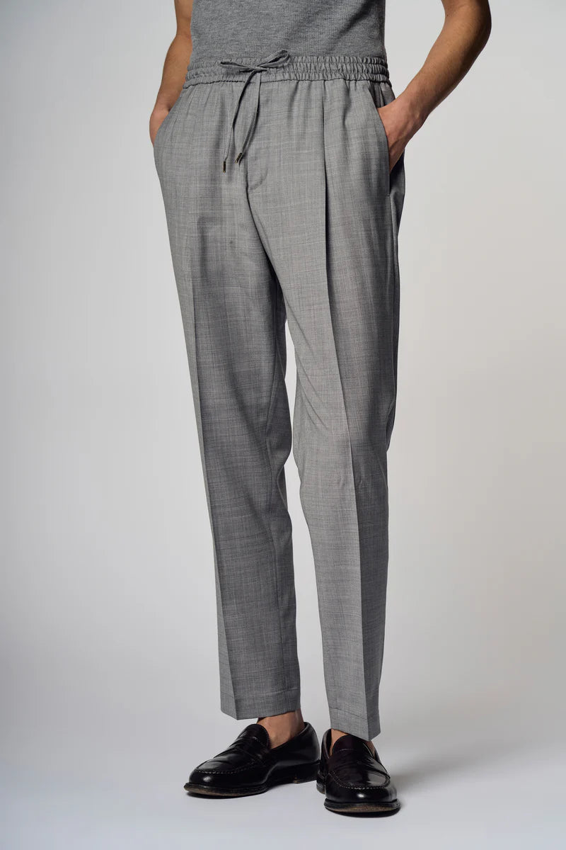Pantalone Briglia WimbledonS in Tela Pura Lana - Grigio Acciaio