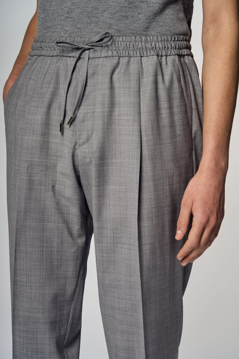 Pantalone Briglia WimbledonS in Tela Pura Lana - Grigio Acciaio