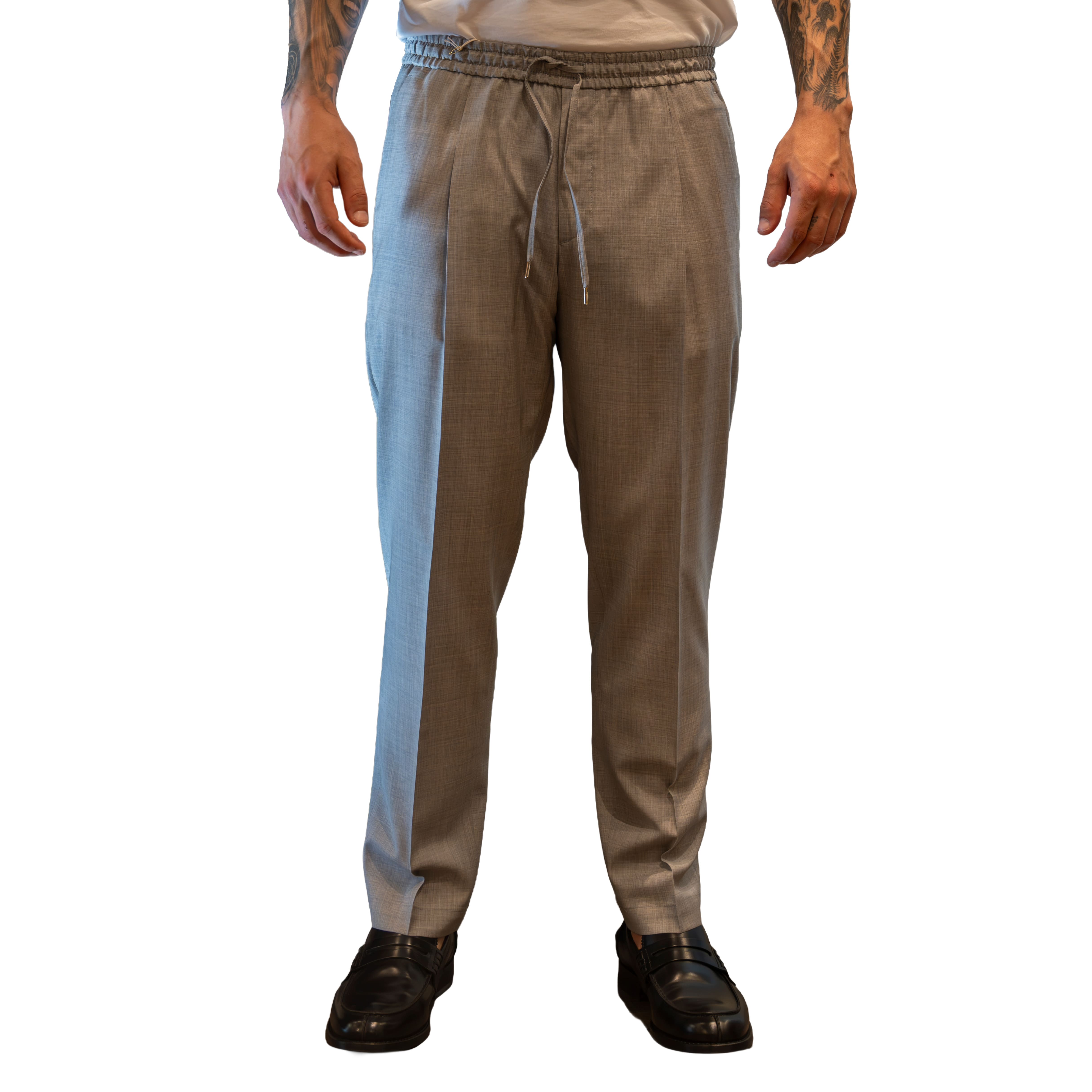 Pantalone Briglia WimbledonS in Tela Pura Lana - Grigio Acciaio