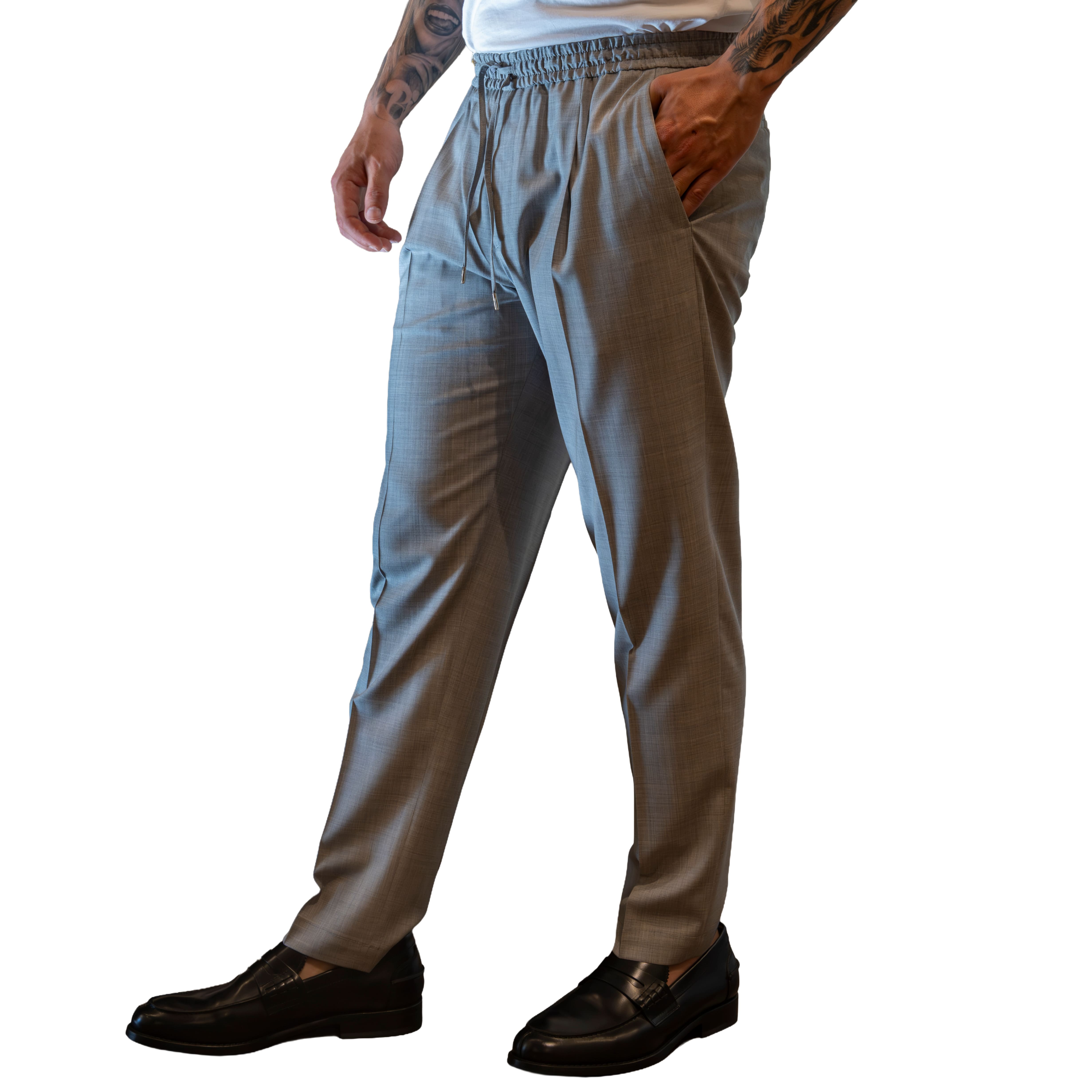 Pantalone Briglia WimbledonS in Tela Pura Lana - Grigio Acciaio