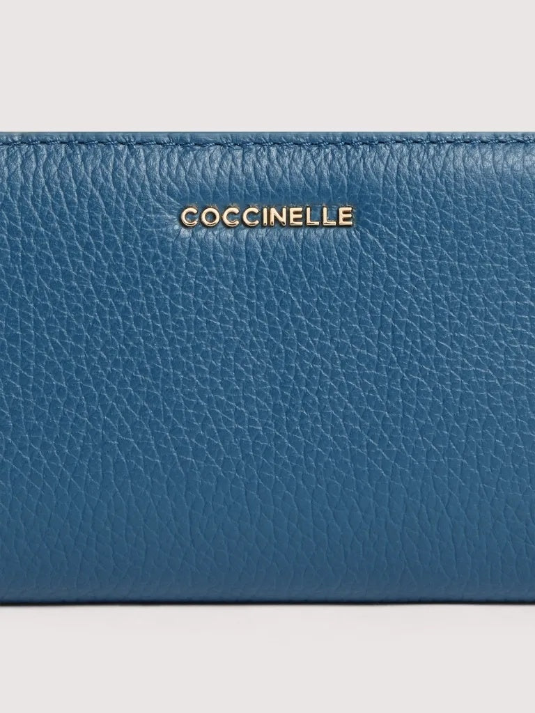 Portafoglio Medium Coccinelle Metallic Large - Deepblue