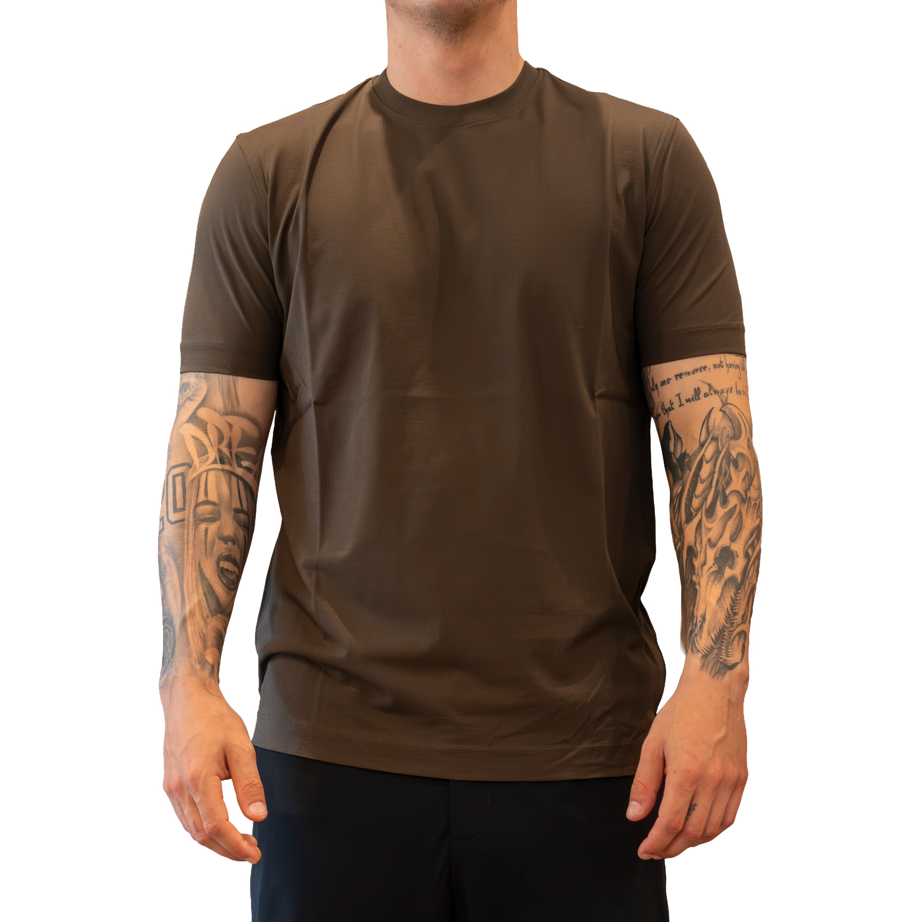 T-shirt Diktat in Magia Ice Cotton - Marrone