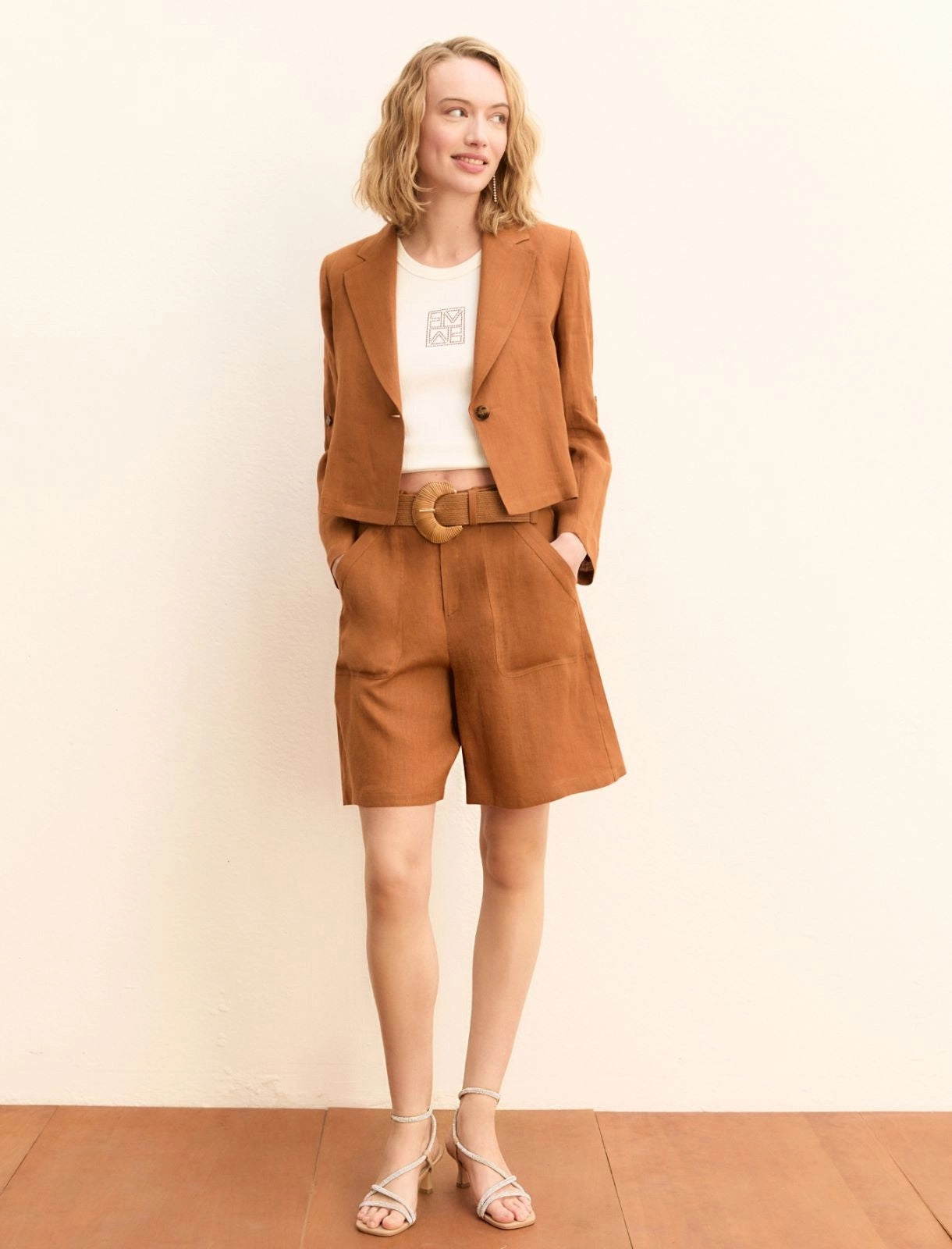 Bermuda Emme in puro lino - Terra