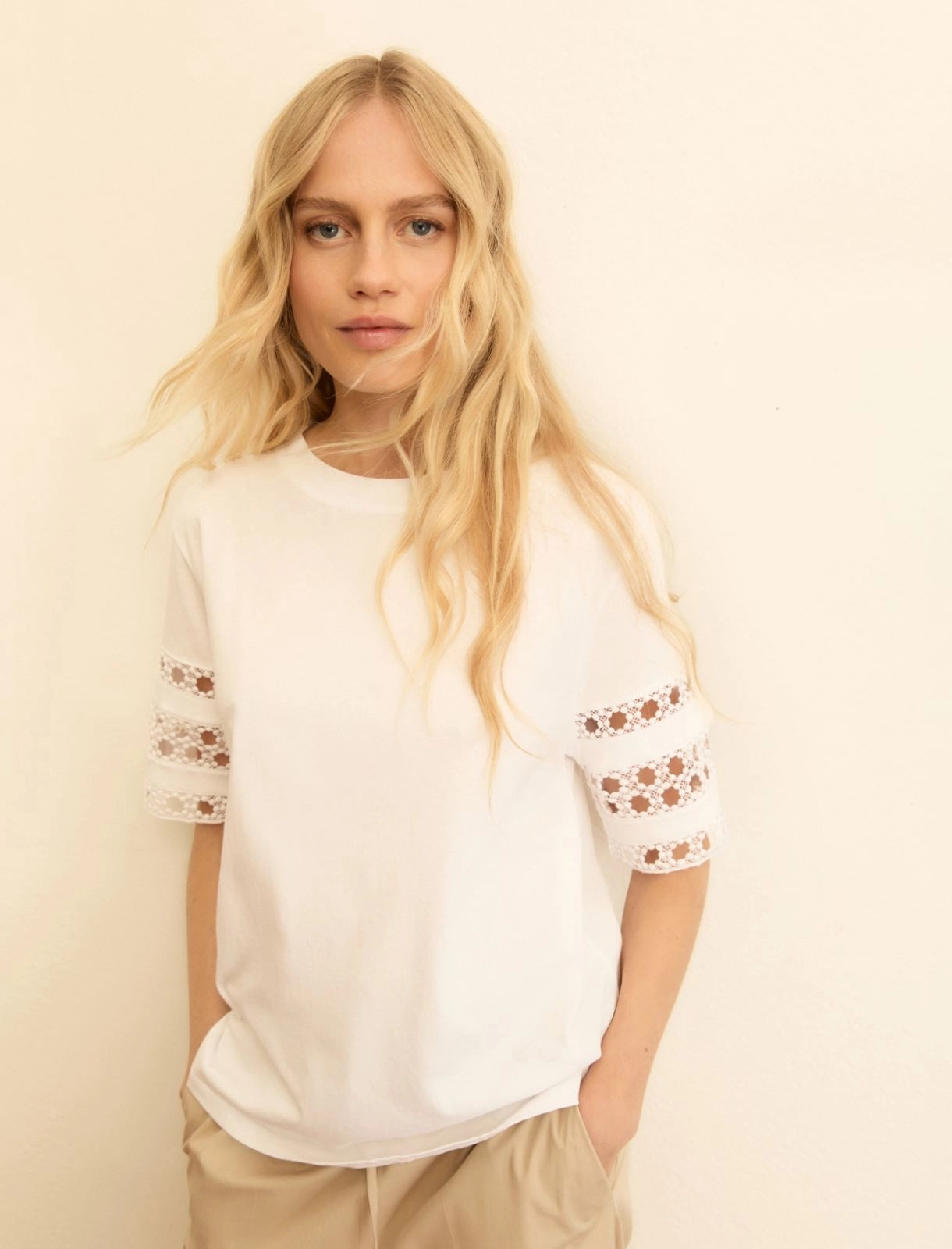 T-shirt Emme in Jersey con Passamaneria - Bianco