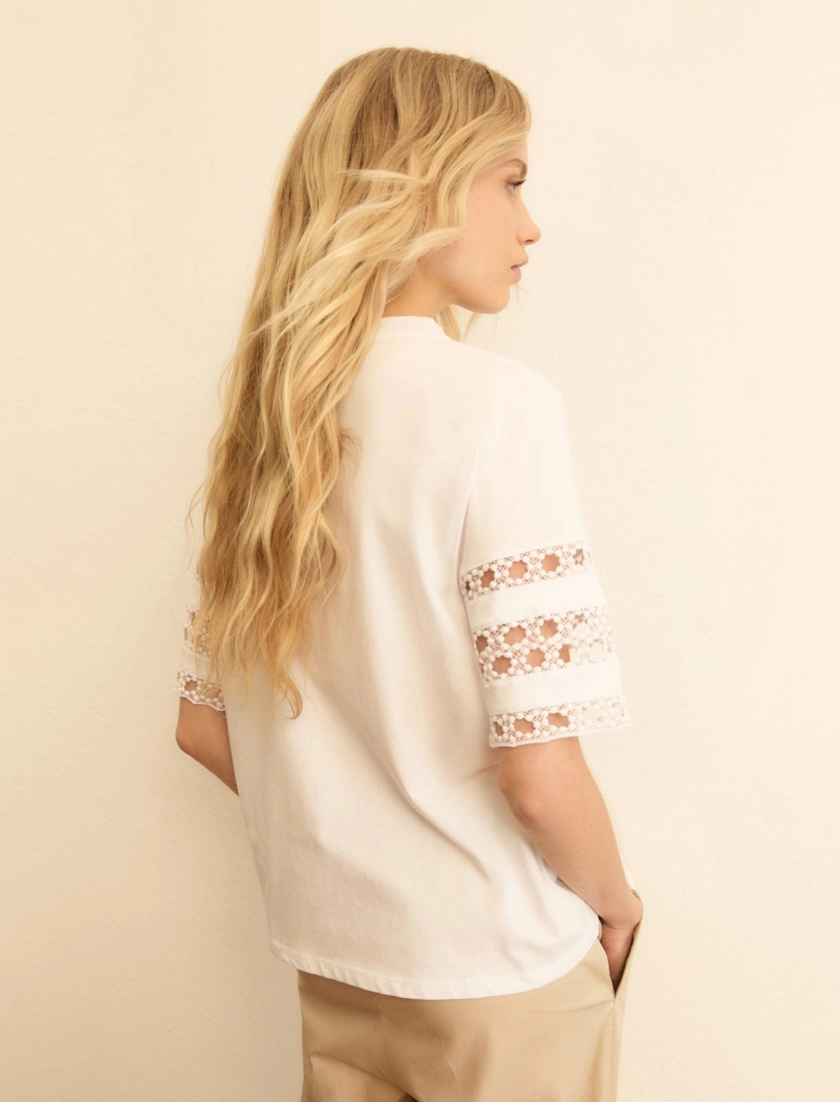 T-shirt Emme in Jersey con Passamaneria - Bianco
