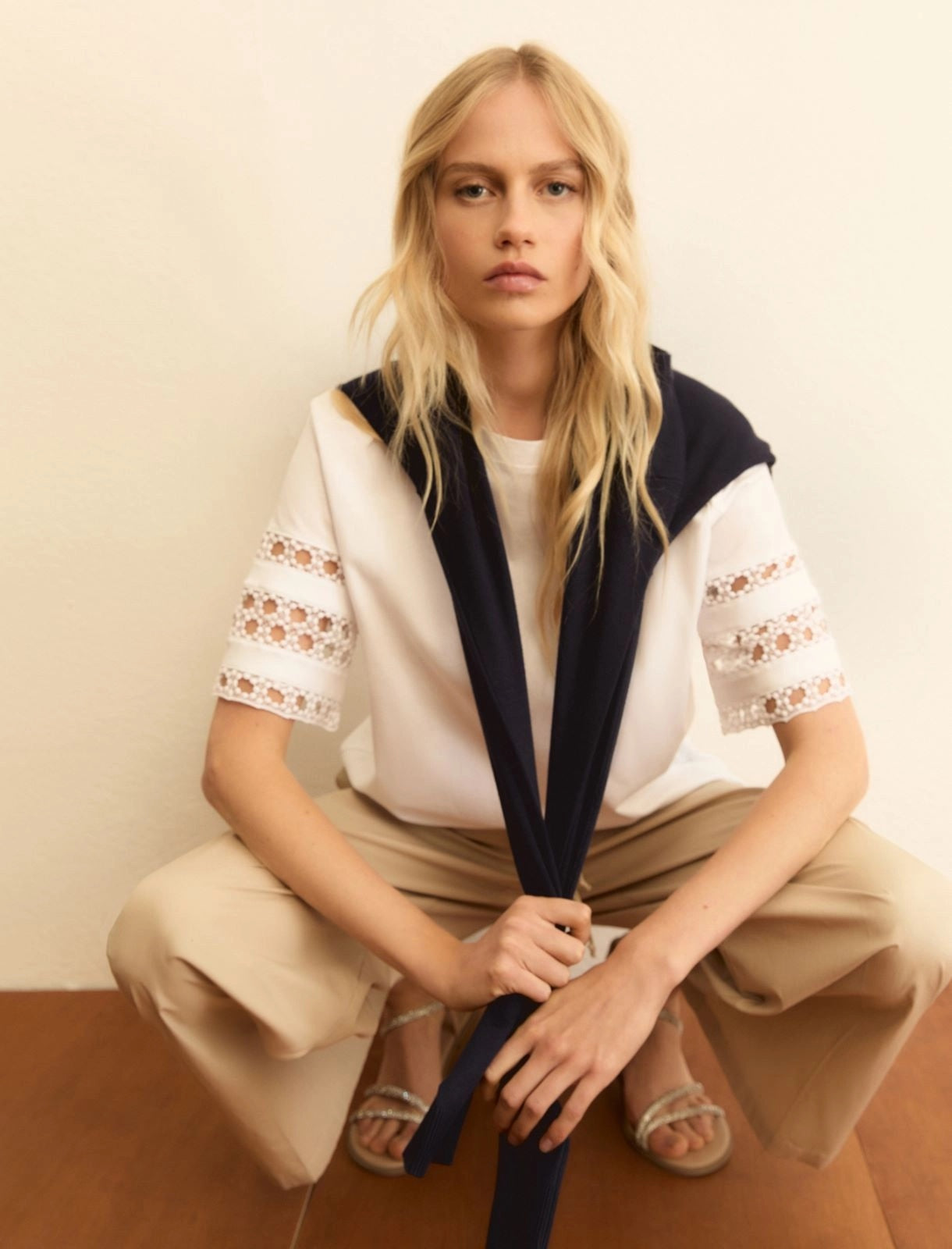 T-shirt Emme in Jersey con Passamaneria - Bianco