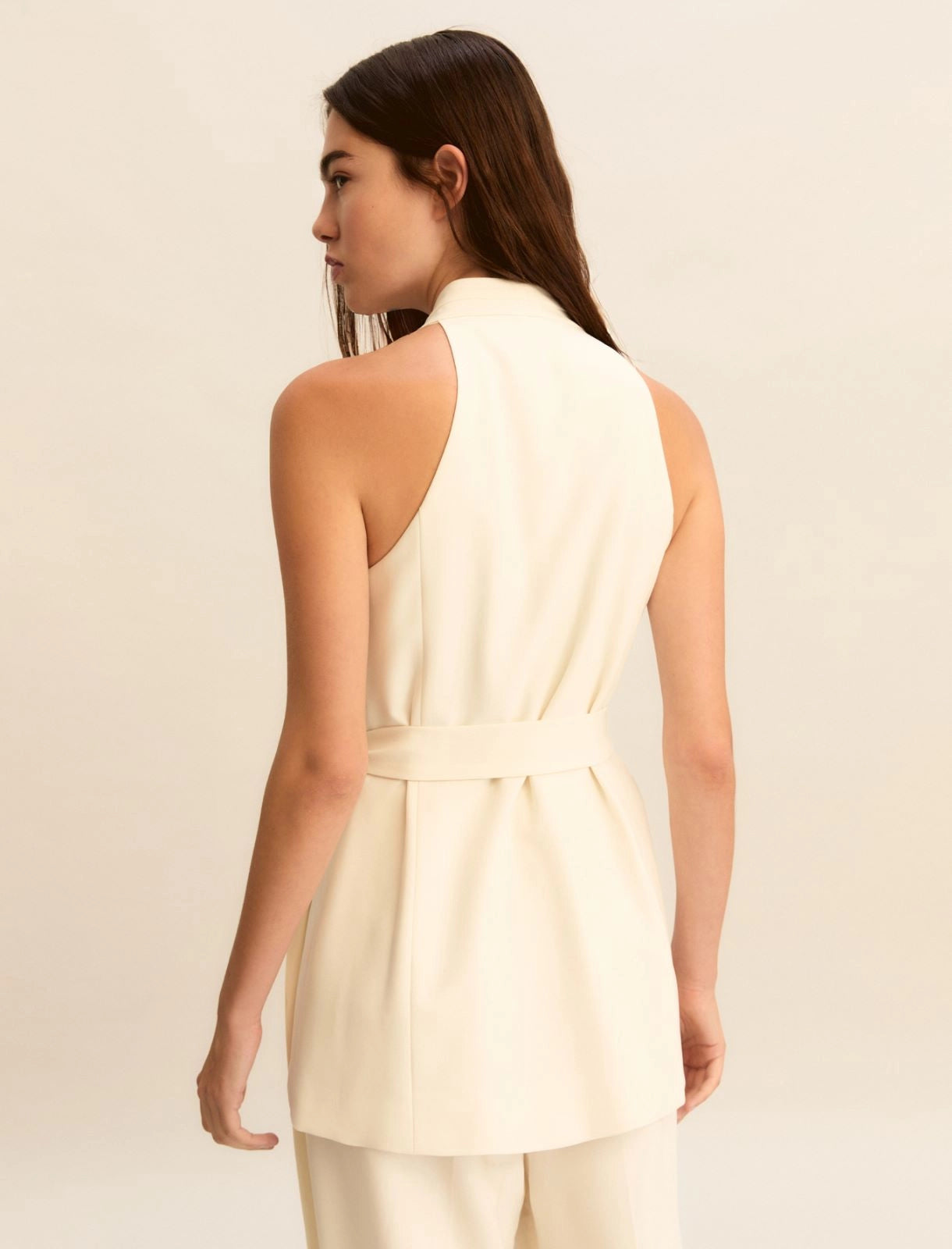 Coordinato Emme Top Smanicato e Pantalone - Bianco Lana