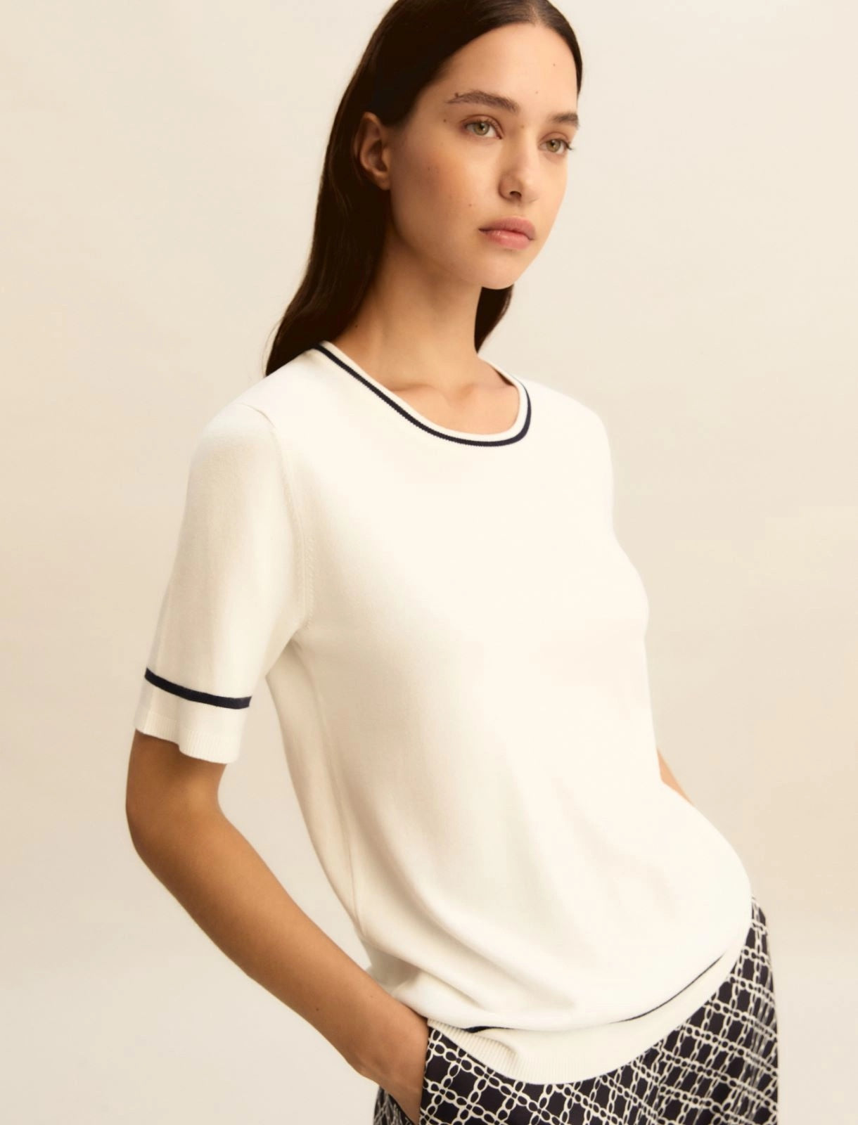 T-shirt Emme in Viscosa Stretch - Bianco Blu