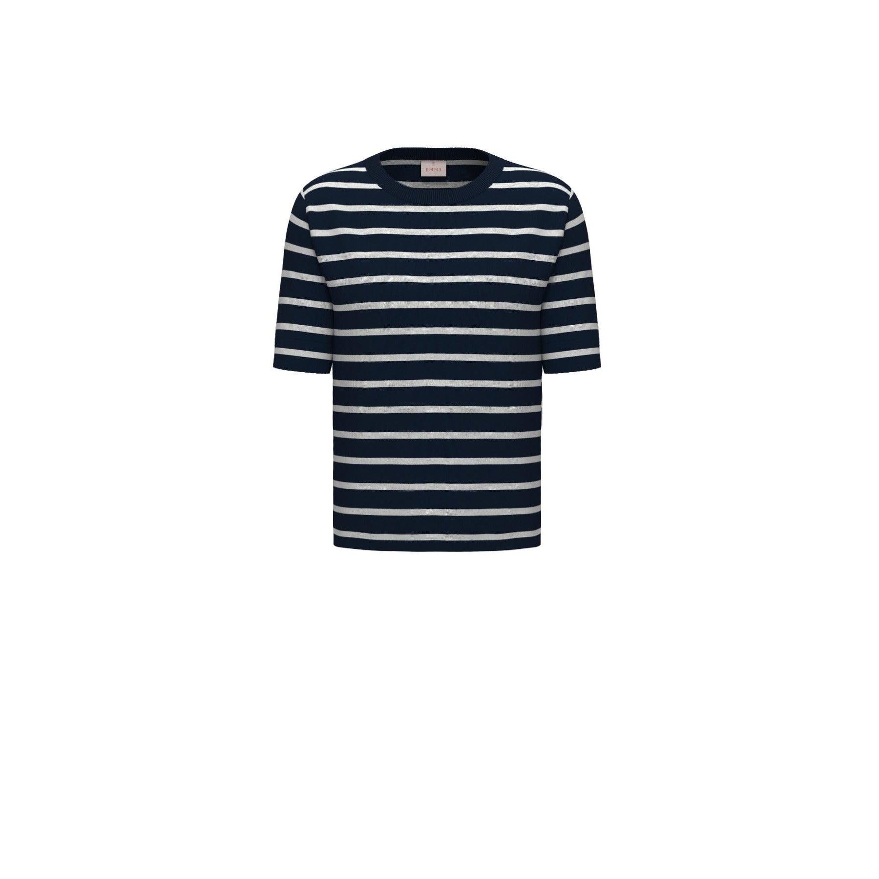 T-shirt Emme a Righe in Viscosa Stretch - Blu Bianco