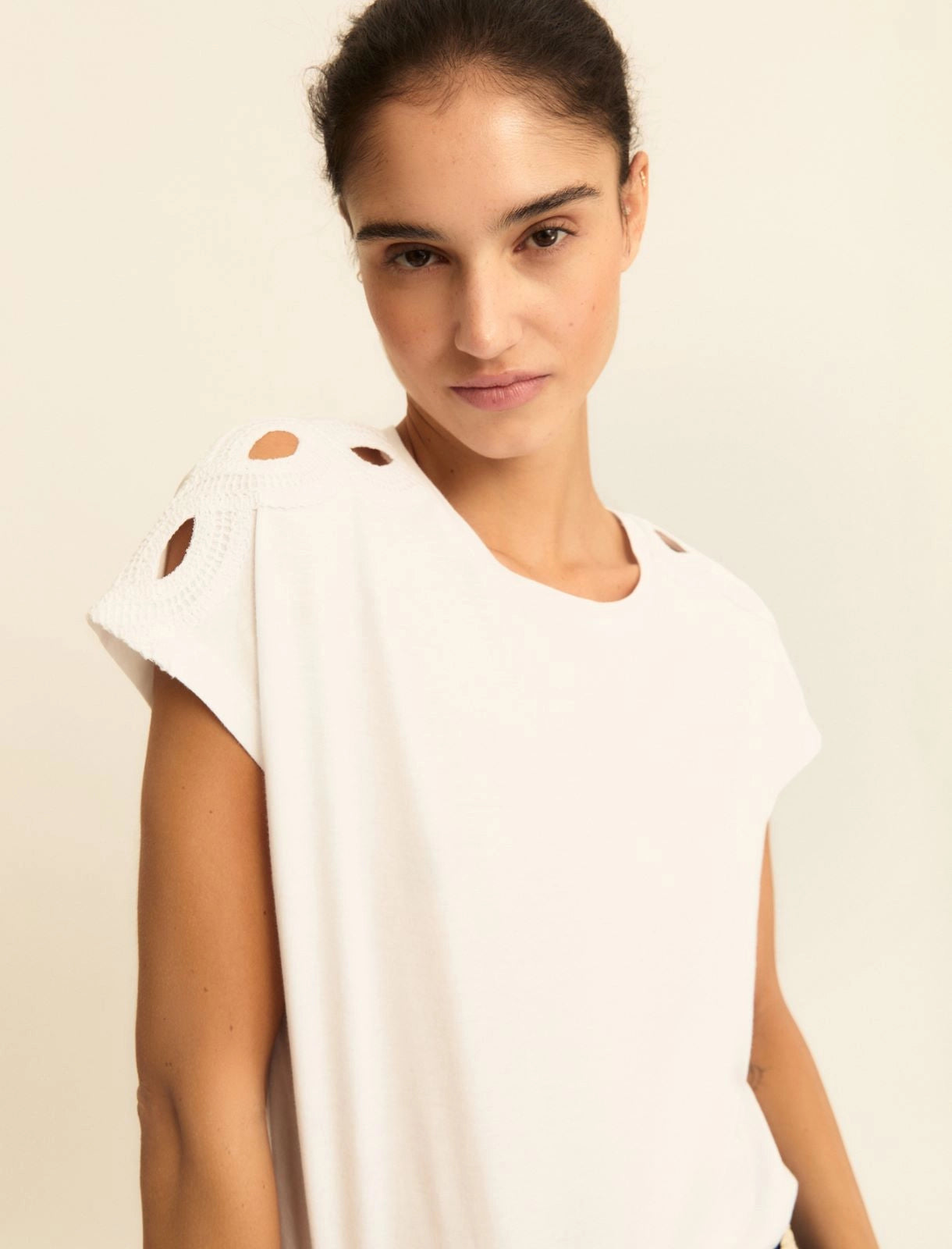 T-shirt in Jersey con Maniche a Kimono - Bianco Ottico