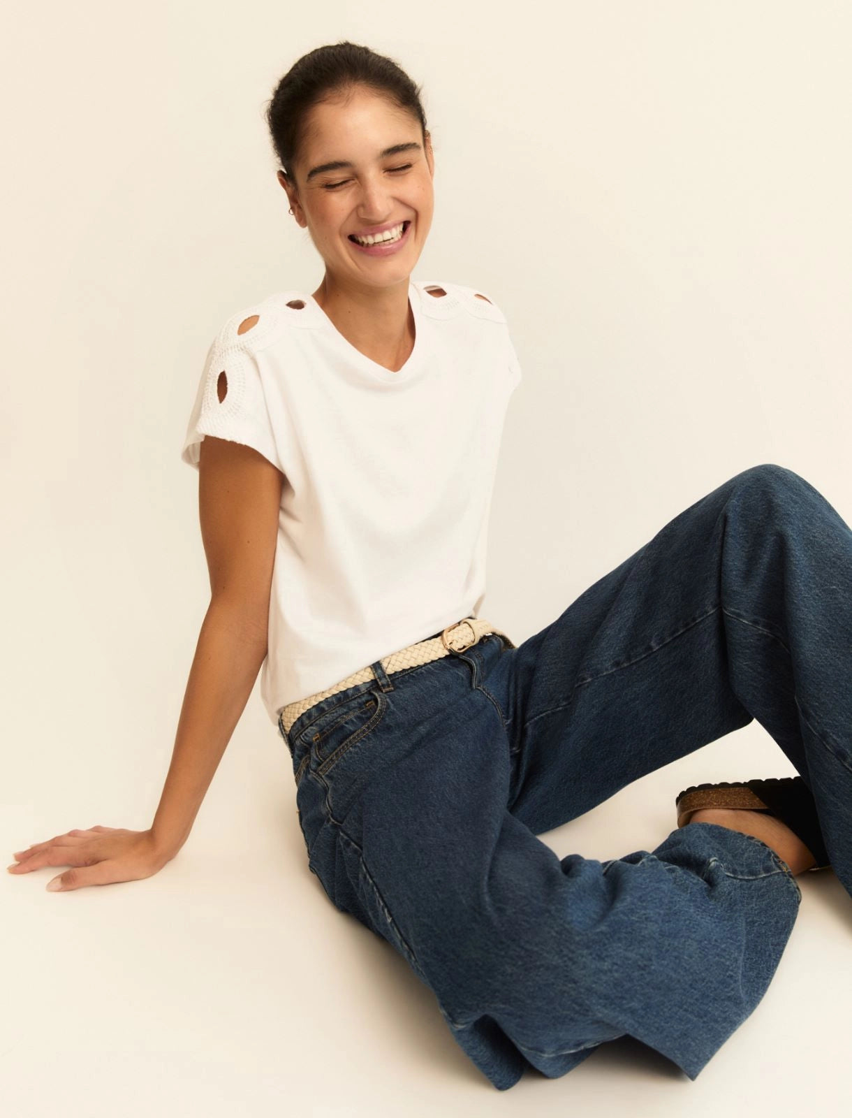 T-shirt in Jersey con Maniche a Kimono - Bianco Ottico