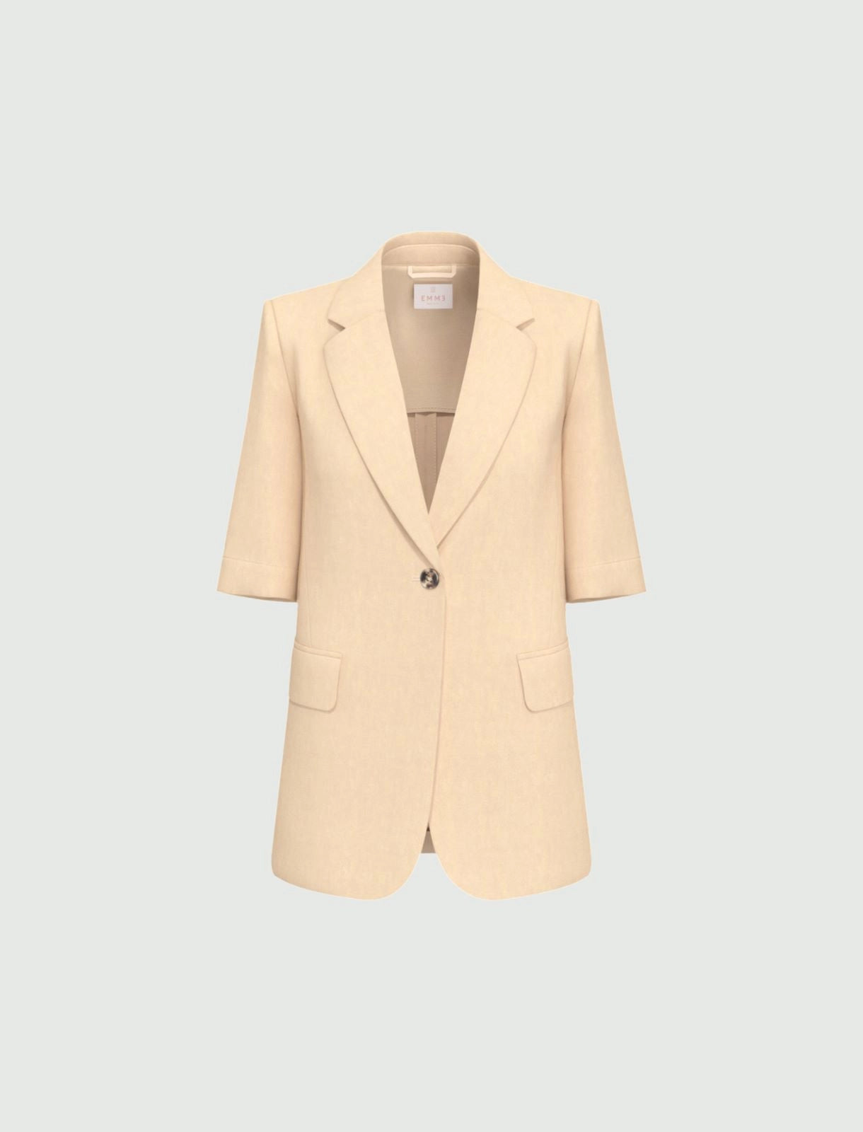 Blazer Emme a Manica Corta in Lino - Beige