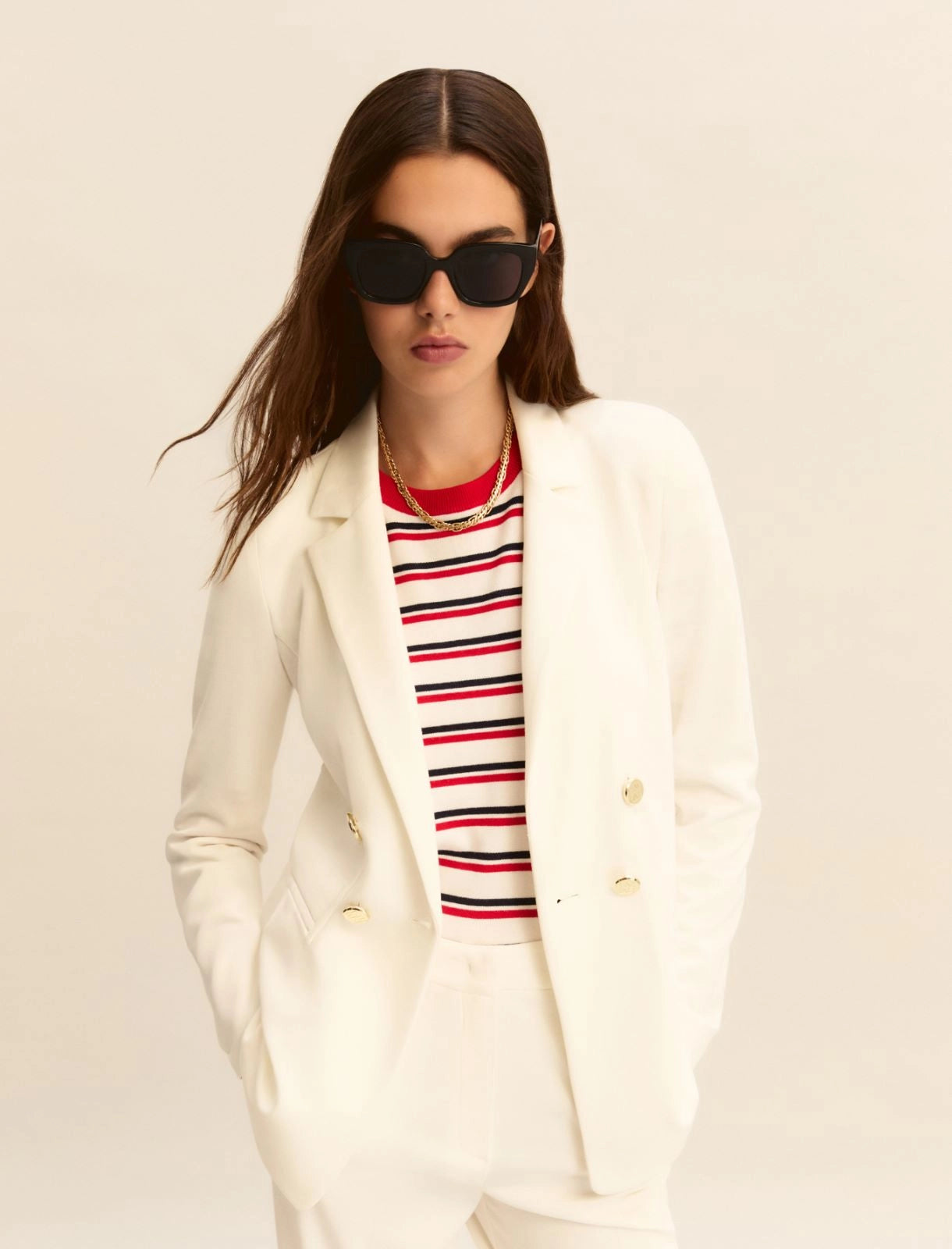 Giacca Emme Doppiopetto in Jersey Stretch - Bianco