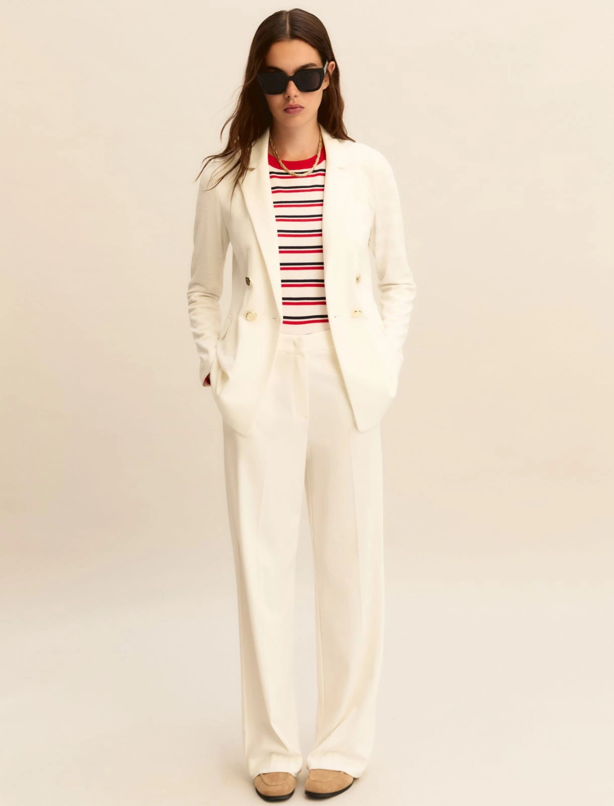 Giacca Emme Doppiopetto in Jersey Stretch - Bianco