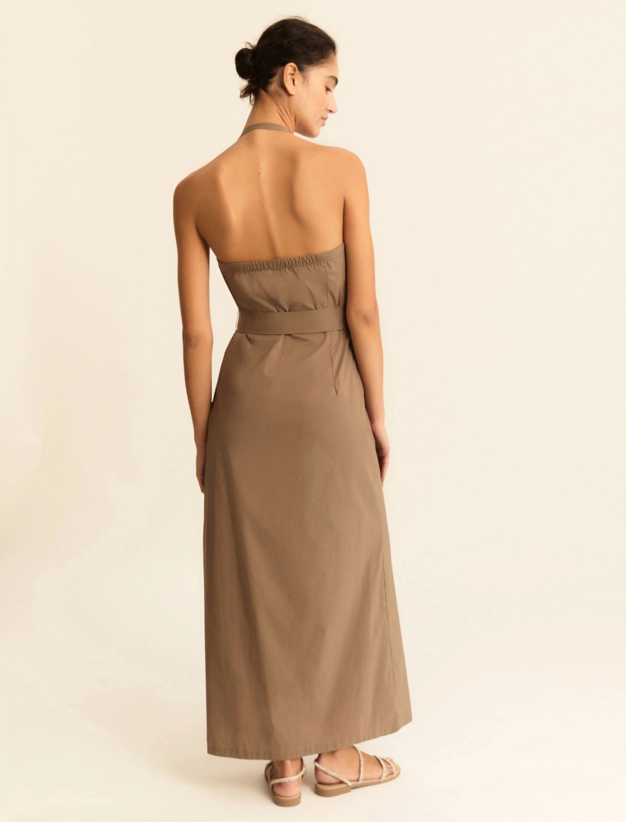 Abito Emme Smanicato in Popeline Stretch - Tortora