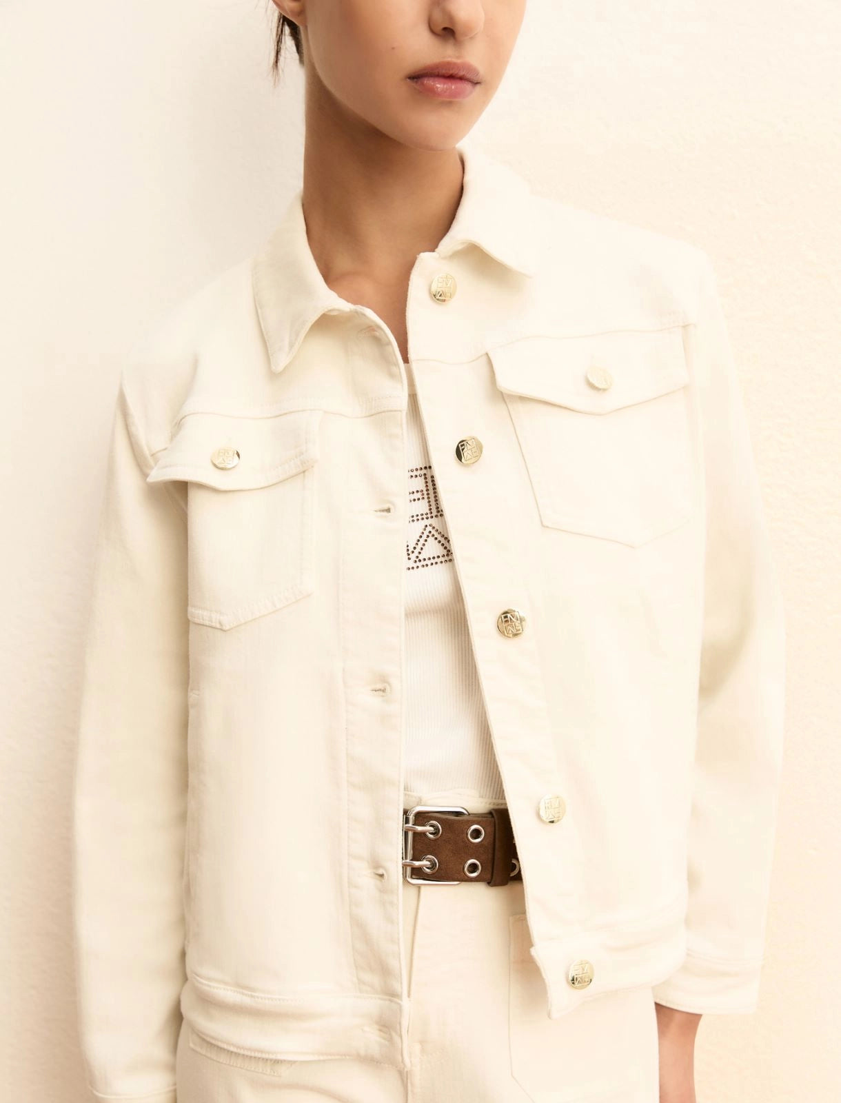 Giacchina Emme in Gabardina - Bianco Lana