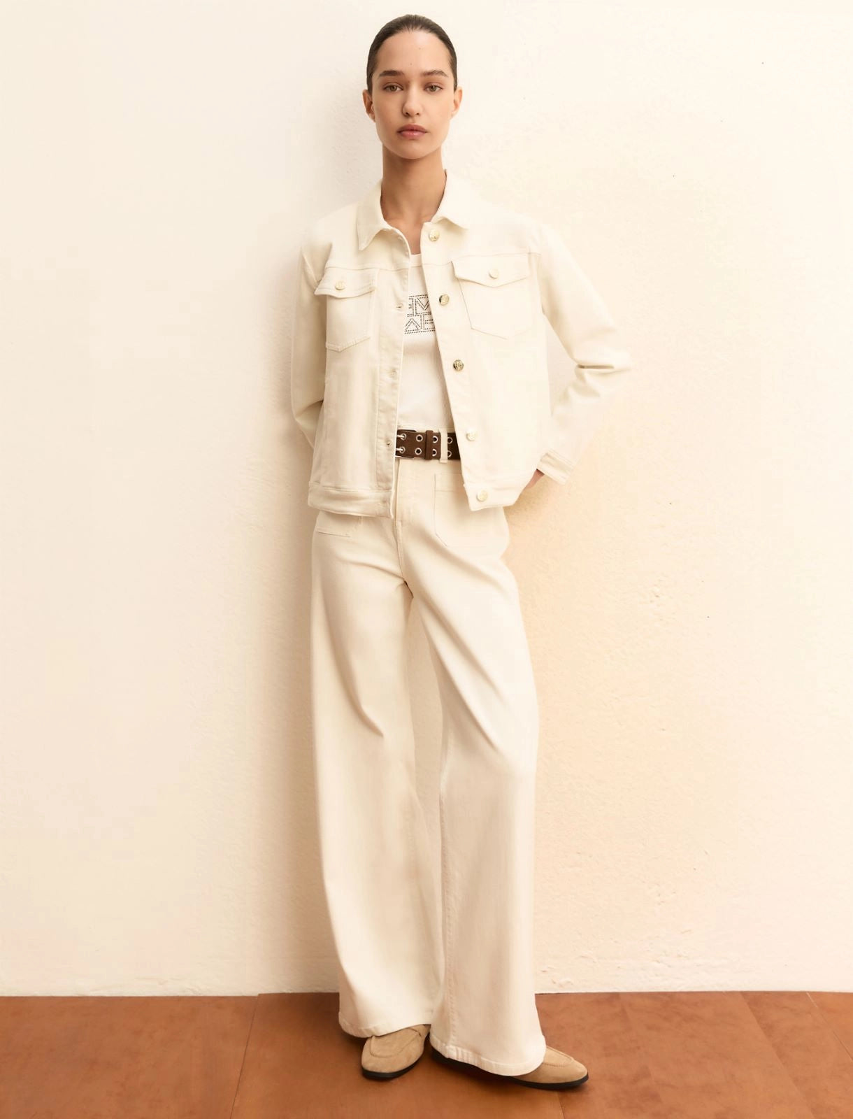 Giacchina Emme in Gabardina - Bianco Lana