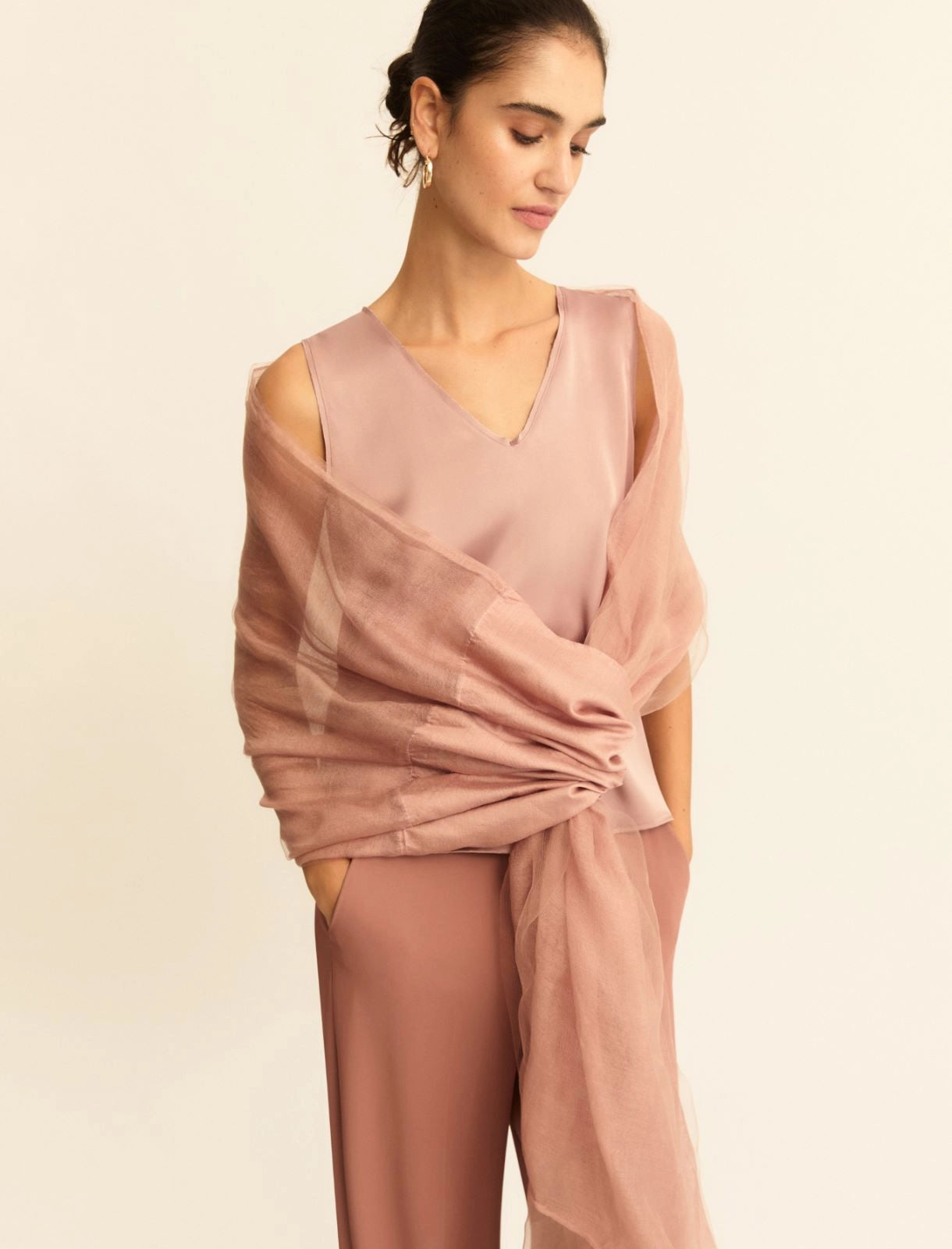 Stola Emme in organza - Cipria