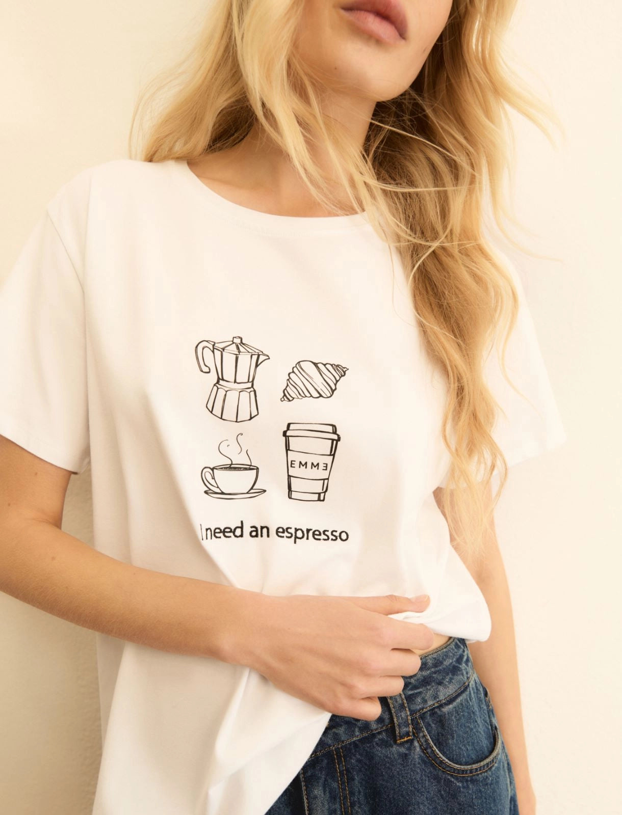 T-shirt Emme Stampata - Bianco Lana