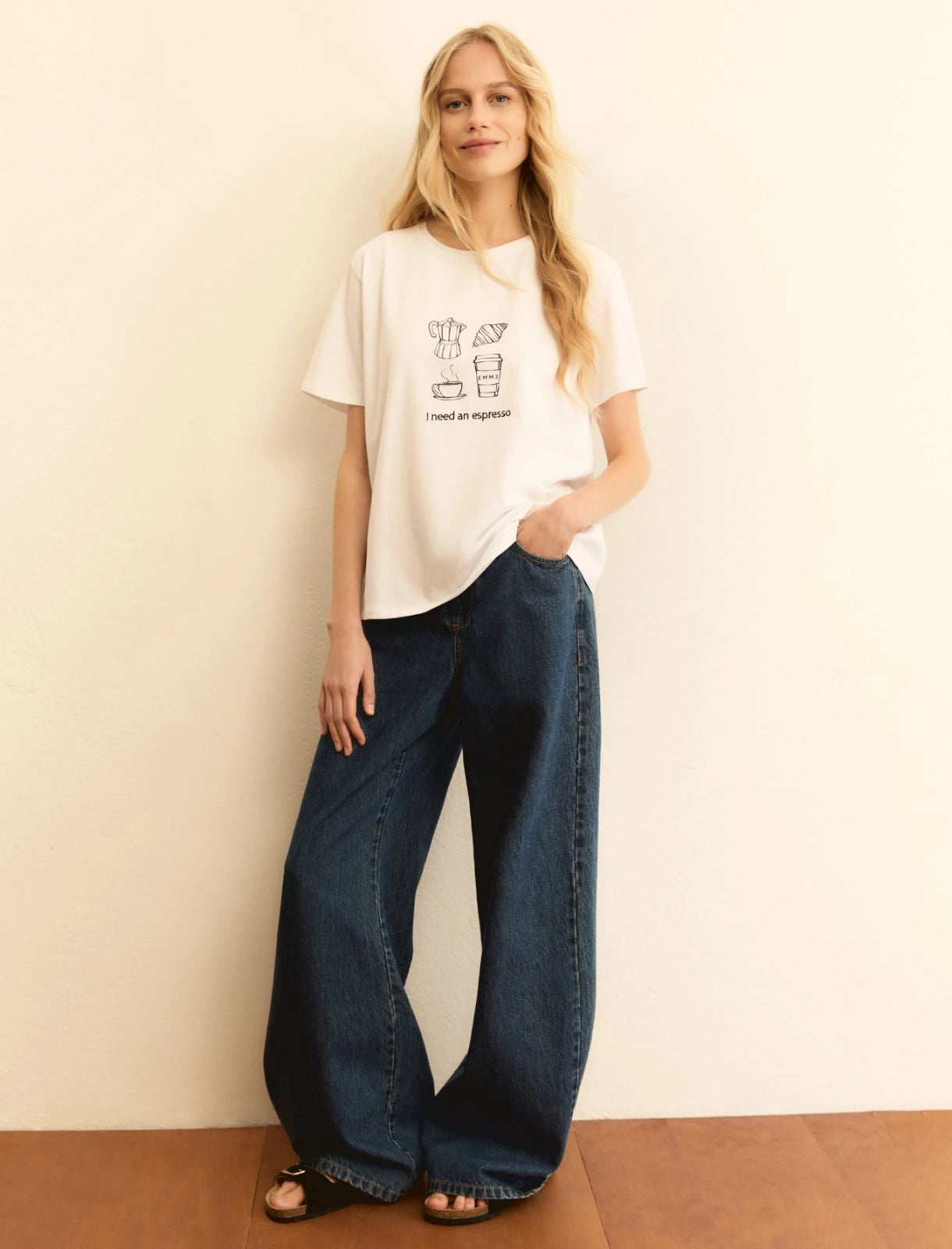 T-shirt Emme Stampata - Bianco Lana