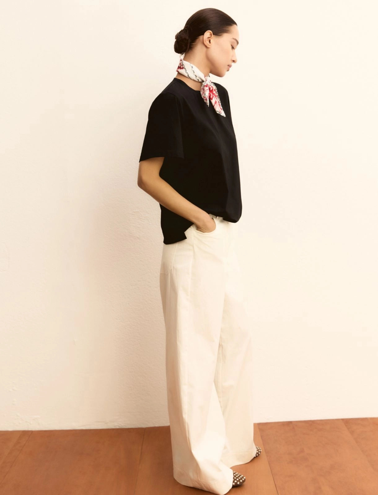 T-shirt in jersey Emme con Foulard - Blu