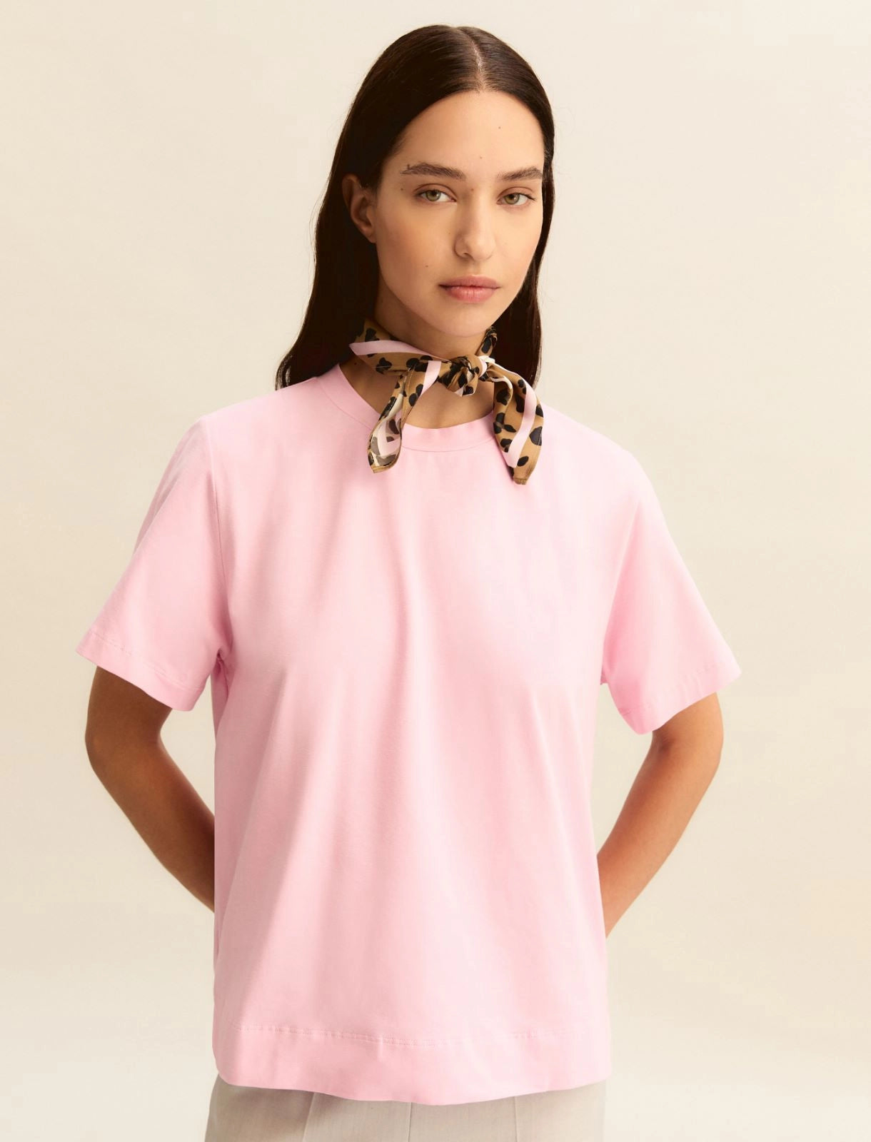 T-shirt in jersey Emme con Foulard - Rosa