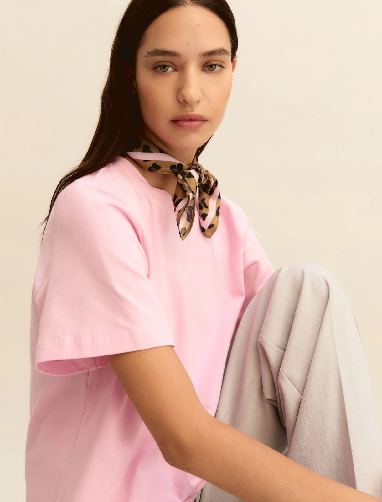 T-shirt in jersey Emme con Foulard - Rosa