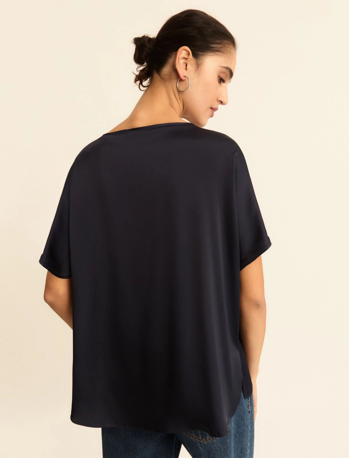 T-shirt Emme Over in Raso - Blu