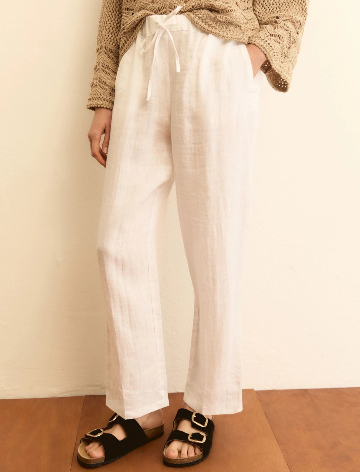 Jogger Emme in Tela di Lino - Bianco