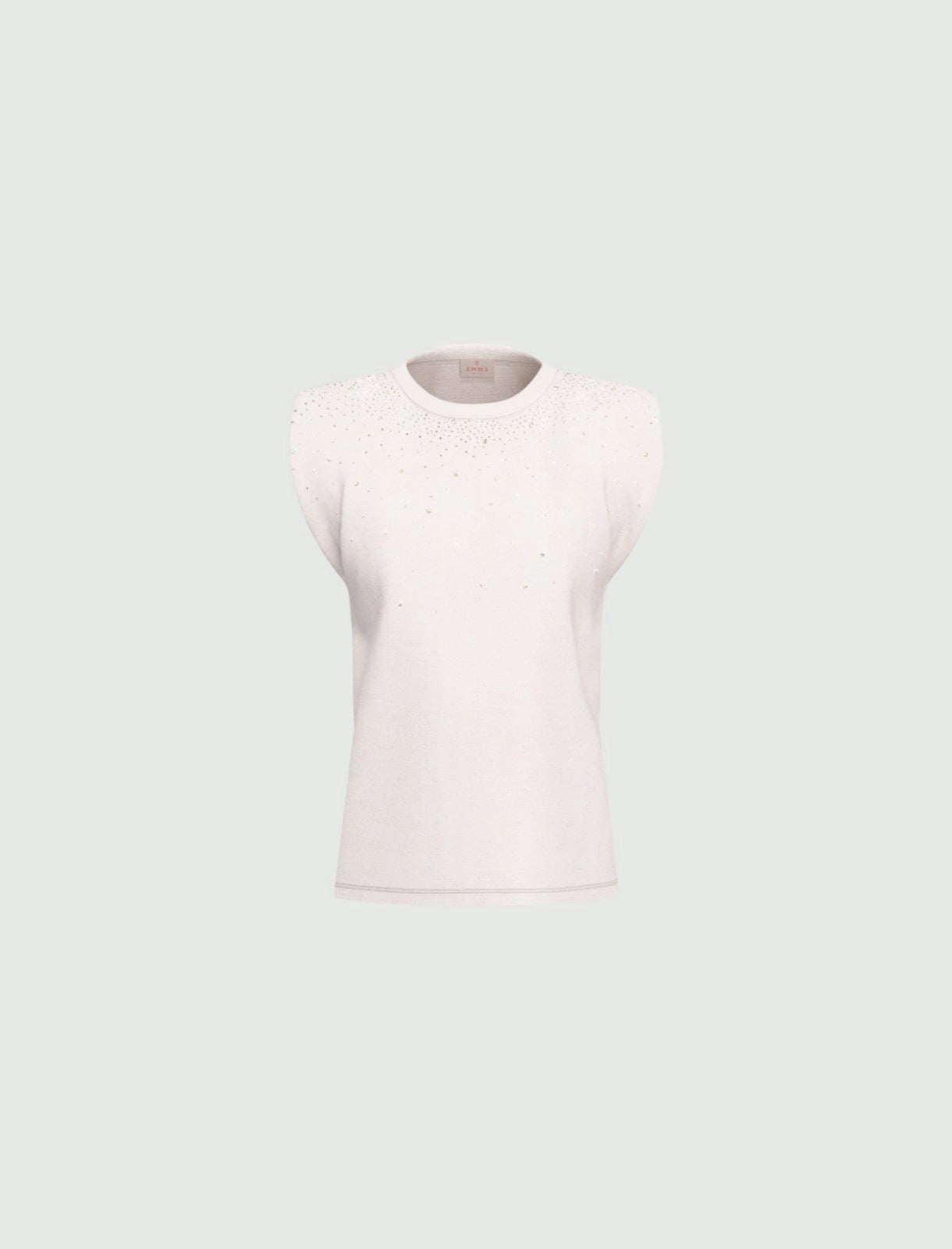 T-shirt Emme Smanicata con Cristalli - Bianco