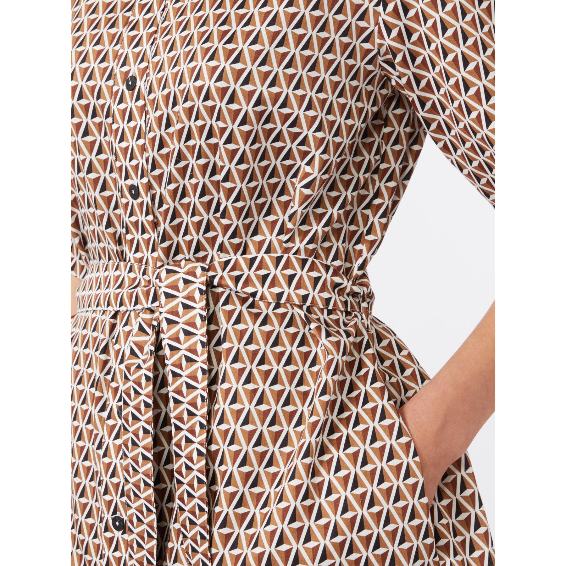 Abito in raso di puro cotone Max Mara Beachwear - Cammello