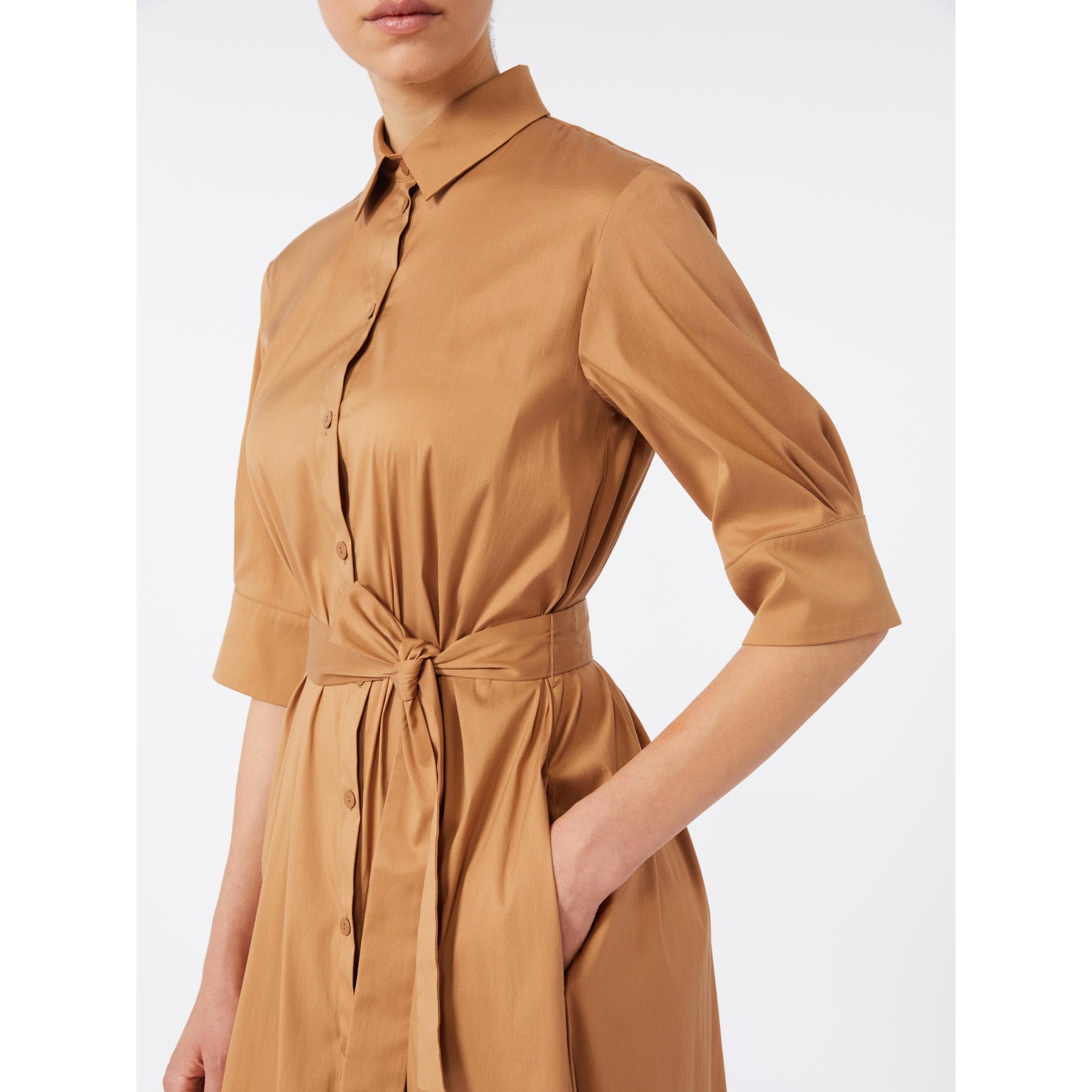 Abito in Popeline Max Mara Beachwear - Cognac