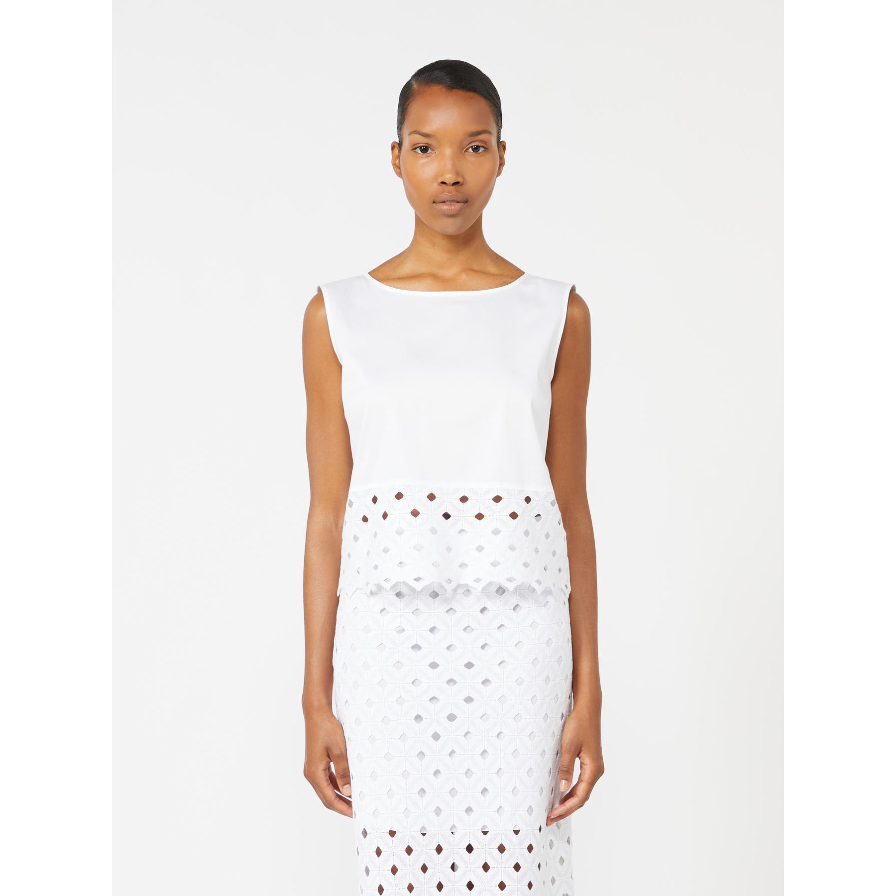 Top Crop Smanicato Max Mara Beachwear - Bianco