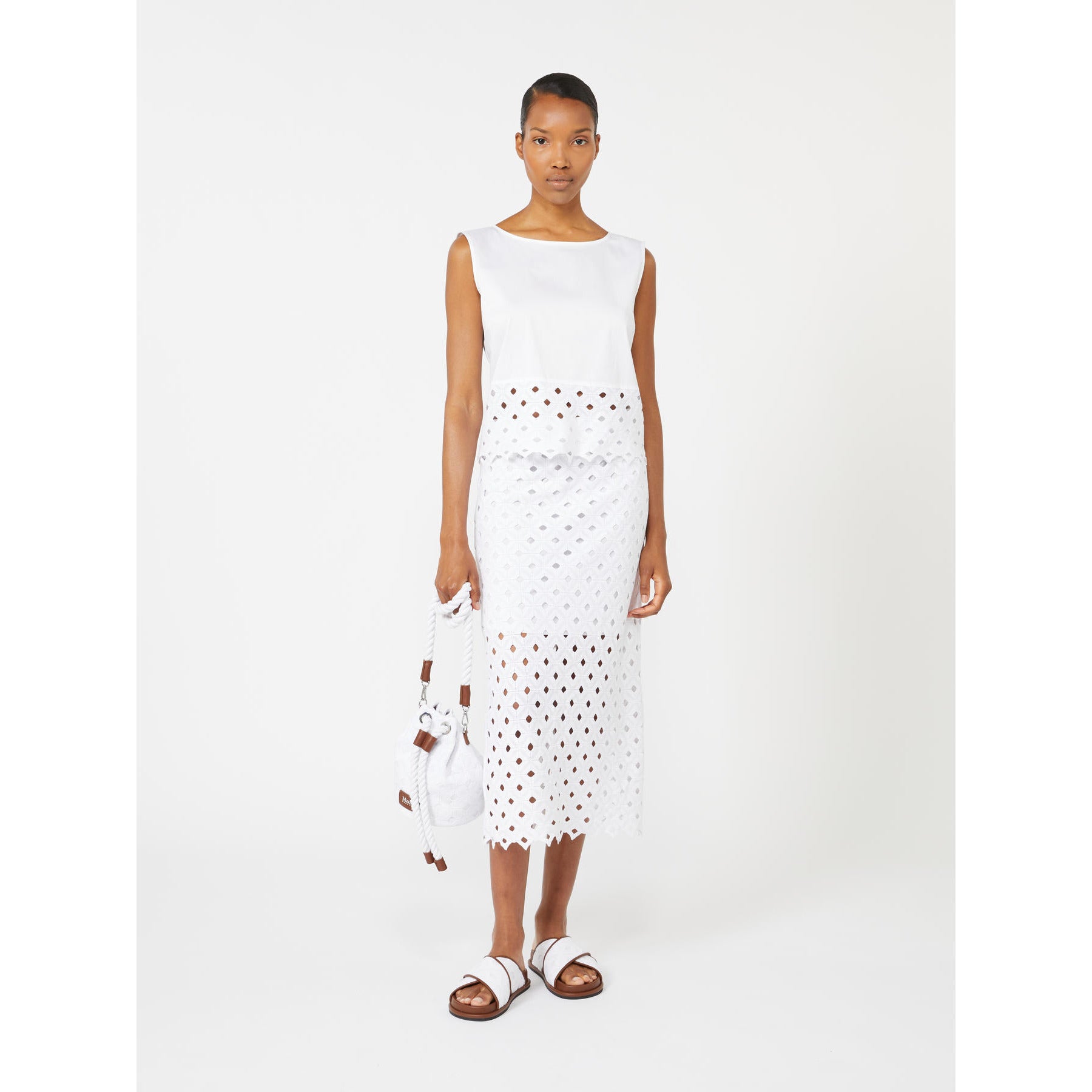 Top Crop Smanicato Max Mara Beachwear - Bianco