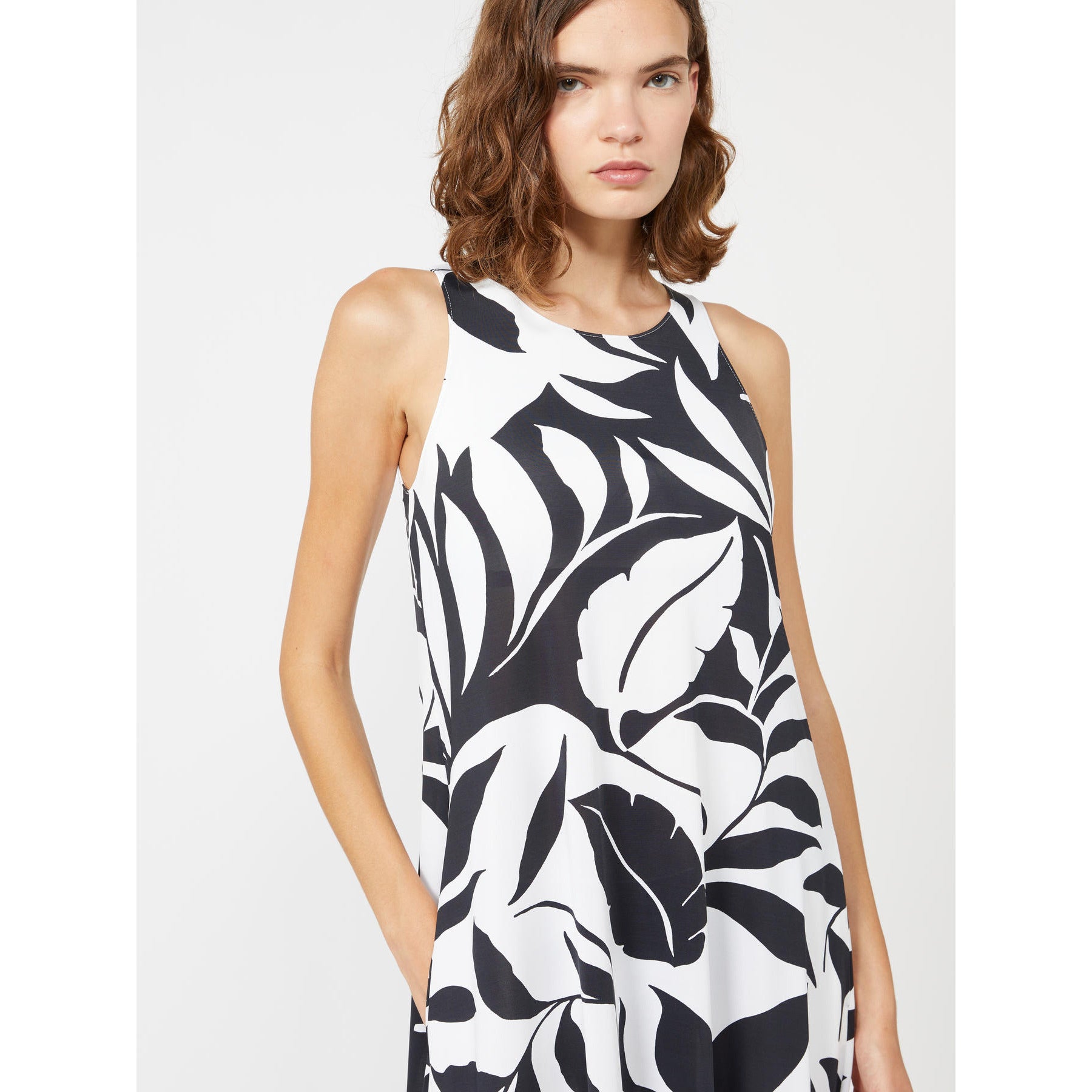Abito Lungo Smanicato Max Mara Beachwear - Bianco e Nero