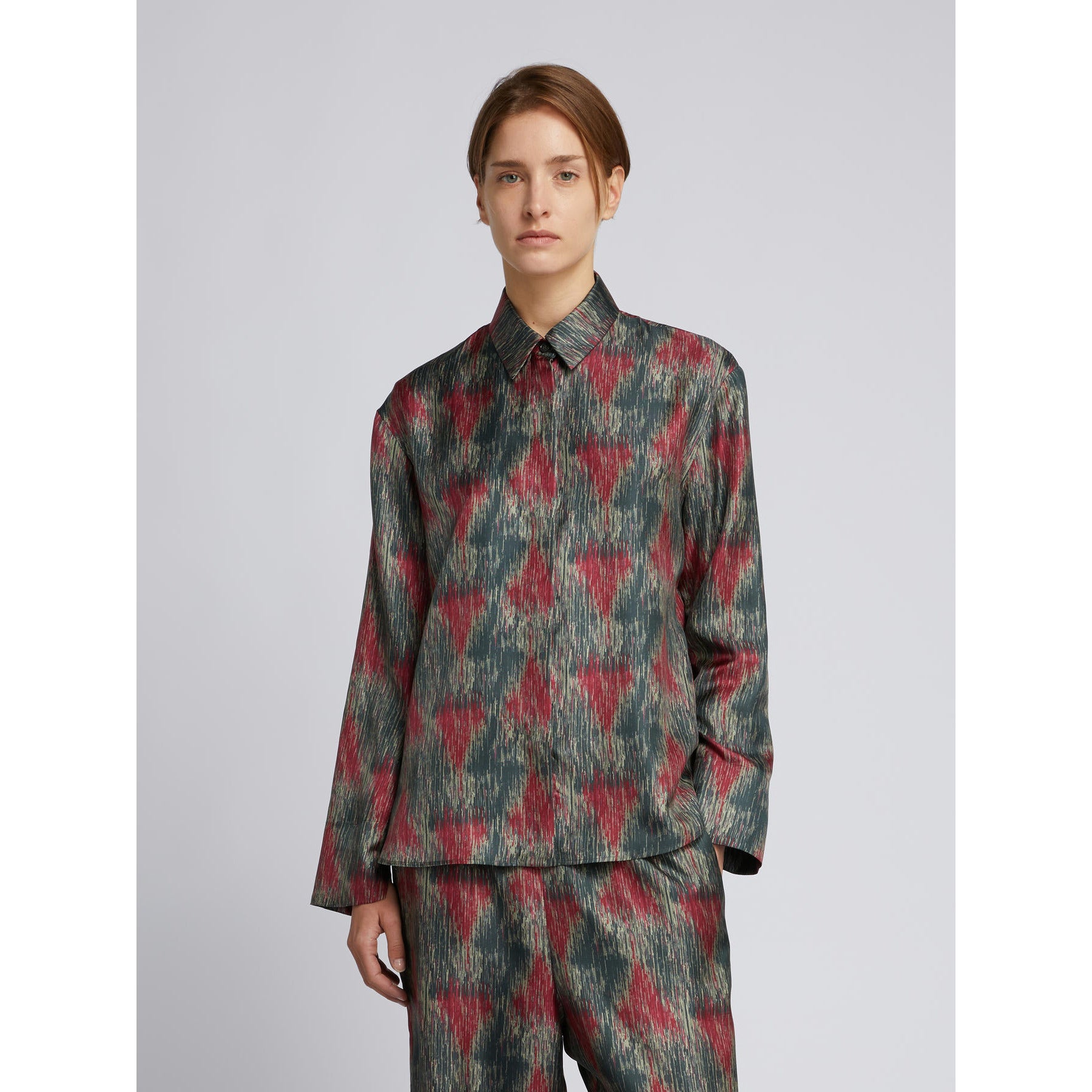 Camicia in Pura Seta MM by Max Mara - Triangolo Astratto Piombo