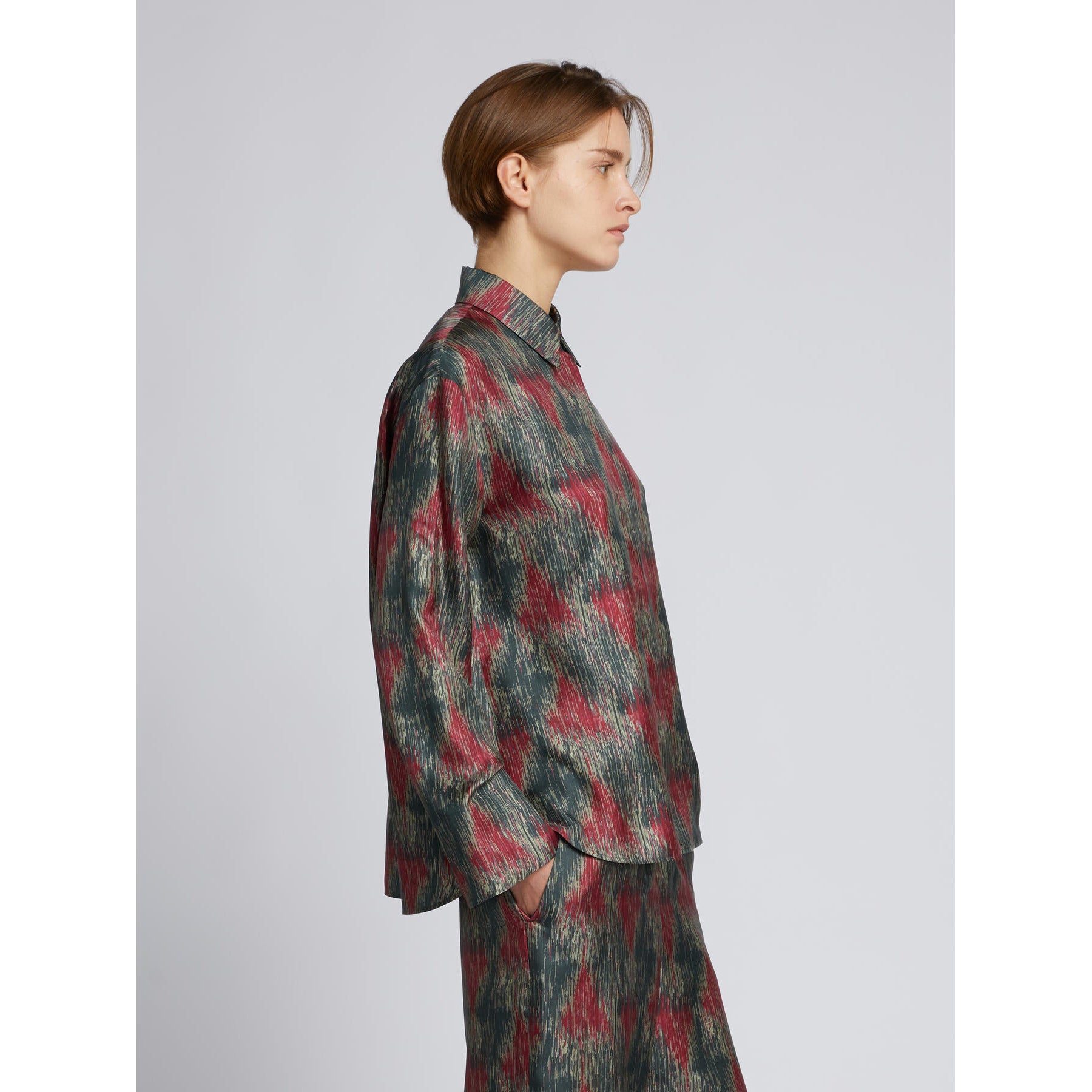 Camicia in Pura Seta MM by Max Mara - Triangolo Astratto Piombo