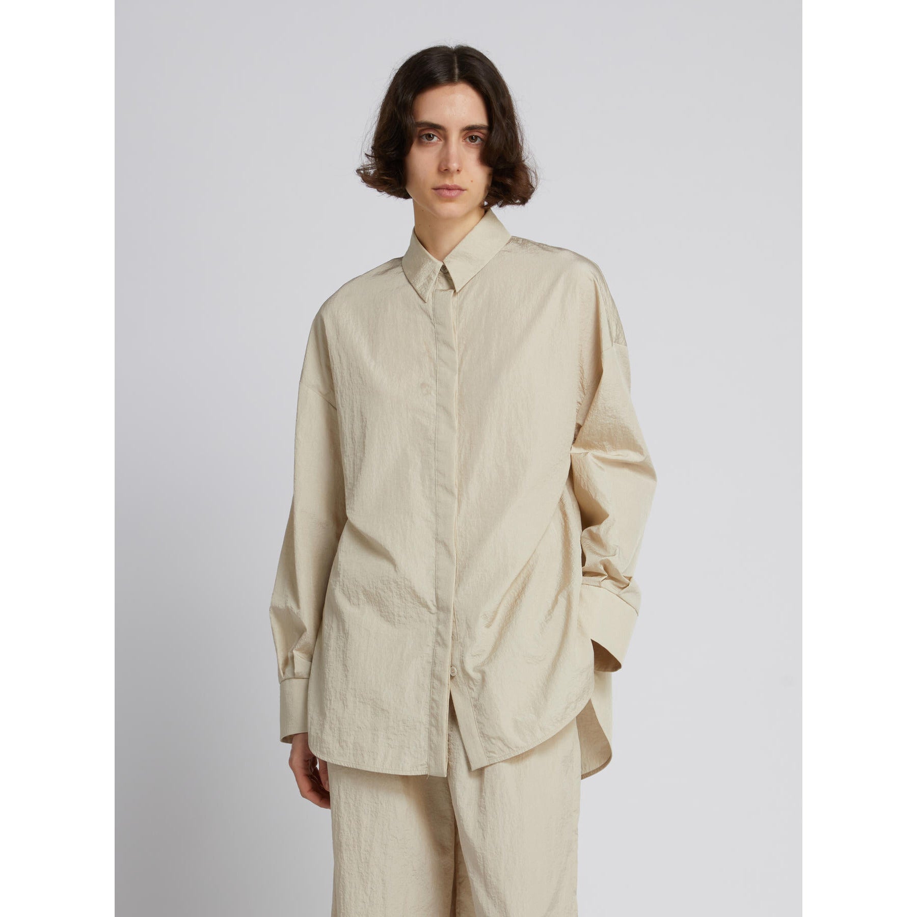 Camicia in Tela Tecnica Effetto Crinkle MM by Max Mara - Sabbia