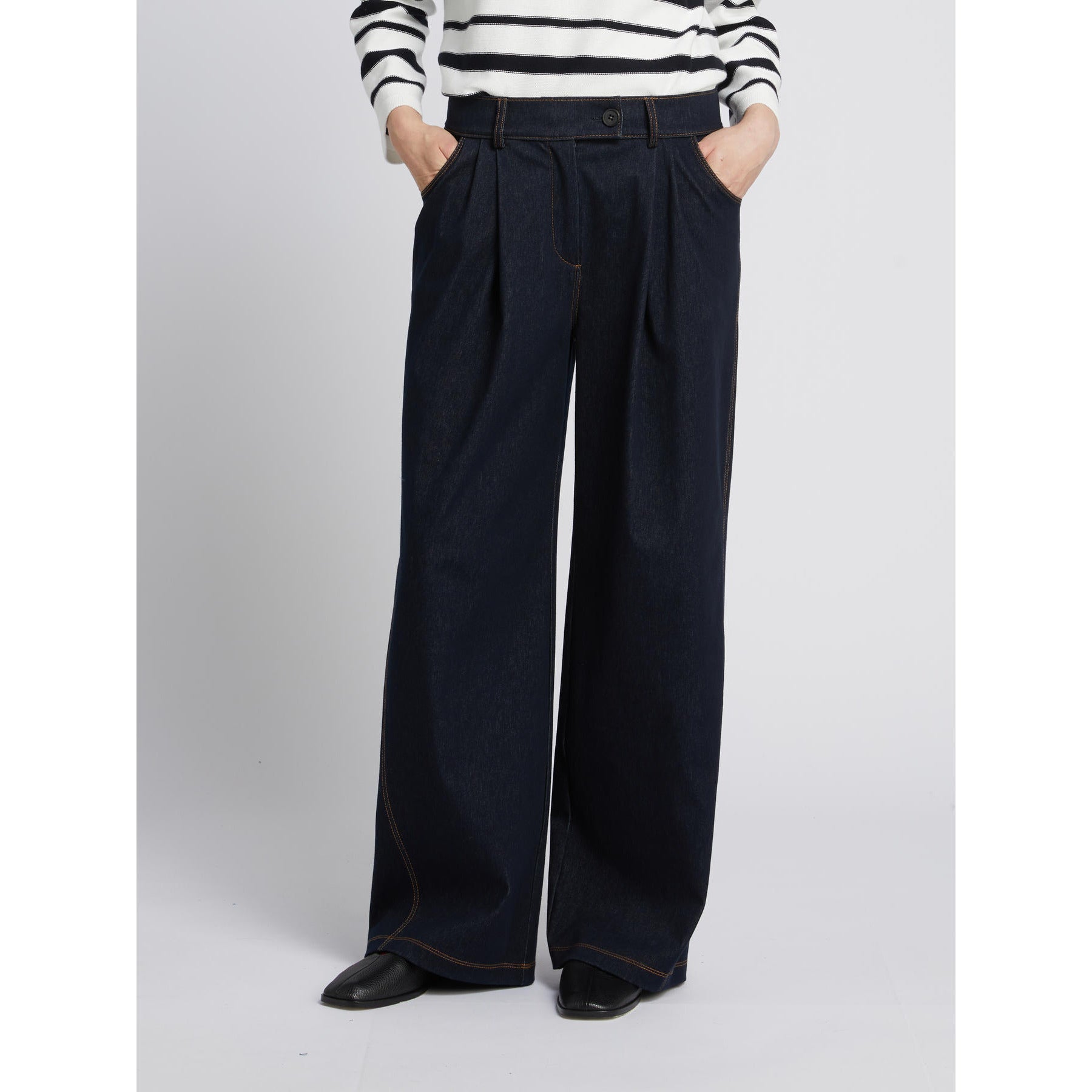 Pantalone in Jersey Effetto Denim MM by Max Mara - Blu Navy