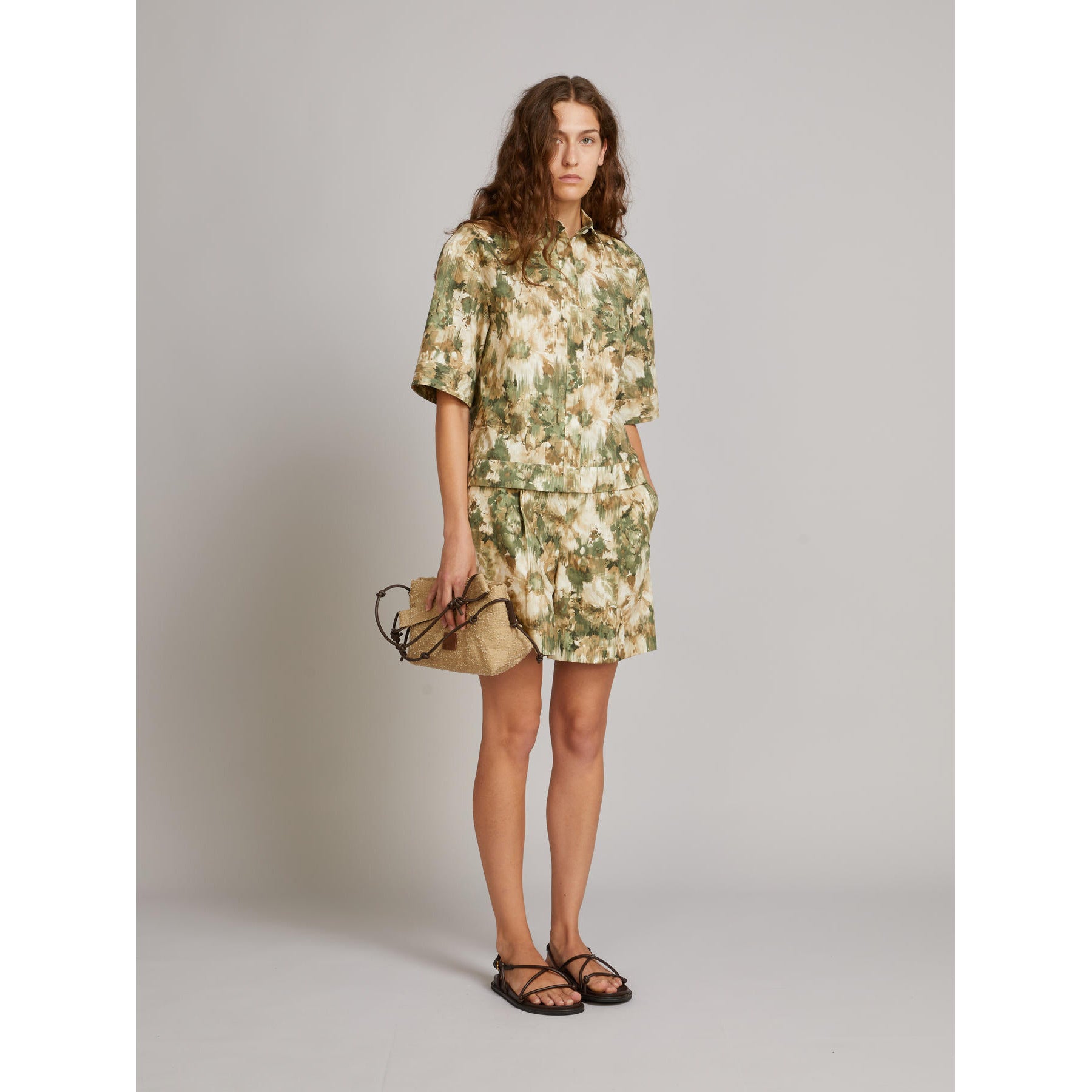 Camicia Crop a Maniche Corte MM by Max Mara- Muschio