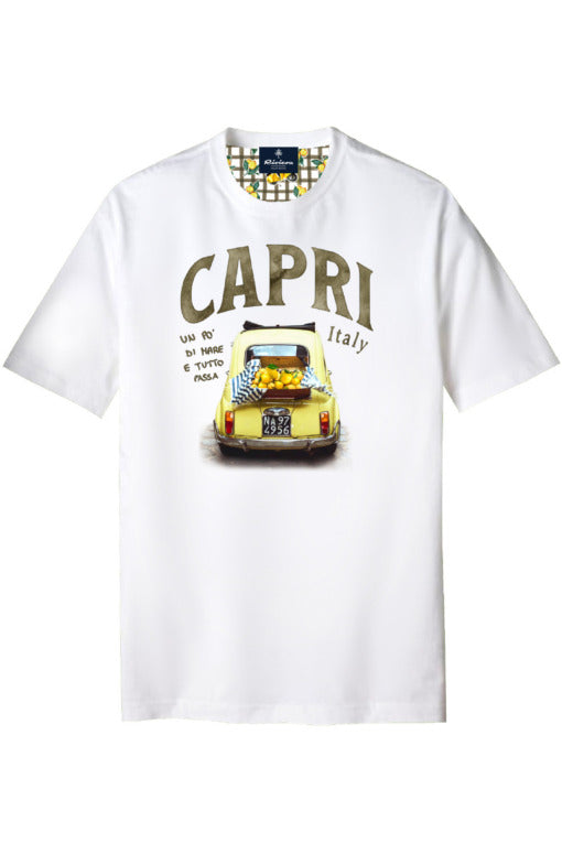 T-shirt Riviera Optical White con Stampa “Capri”